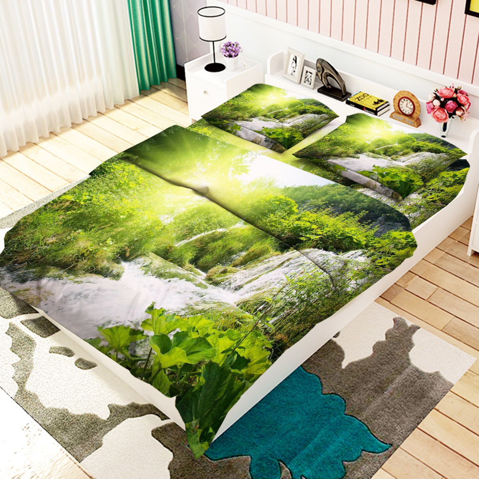 3D Green River 4 Bed Pillowcases Quilt Wallpaper AJ Wallpaper 