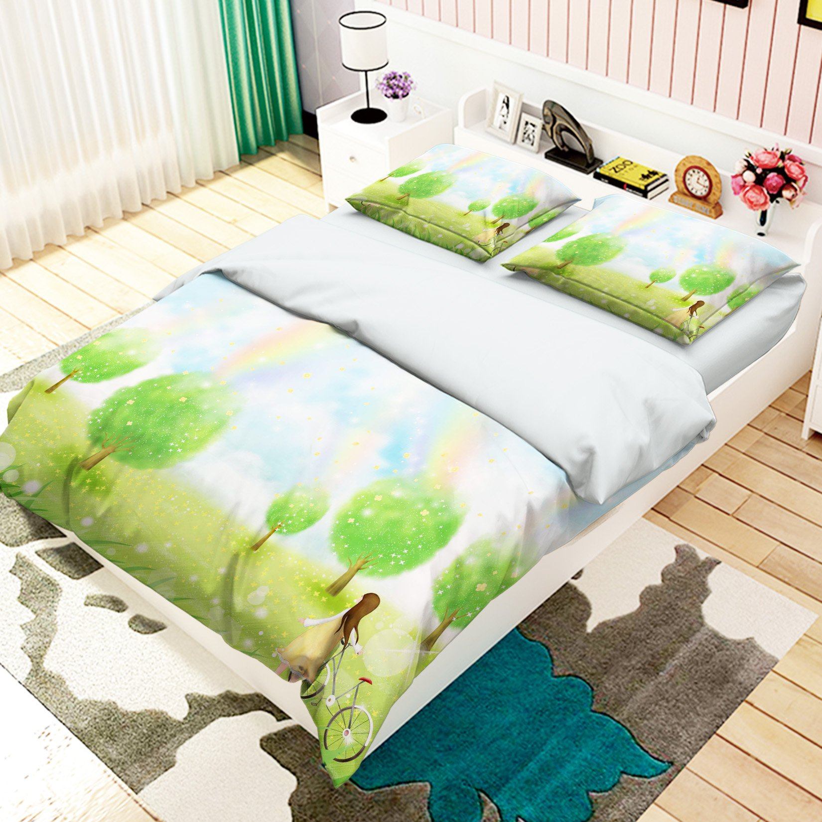 3D Grassland Rainbow 340 Bed Pillowcases Quilt Wallpaper AJ Wallpaper 