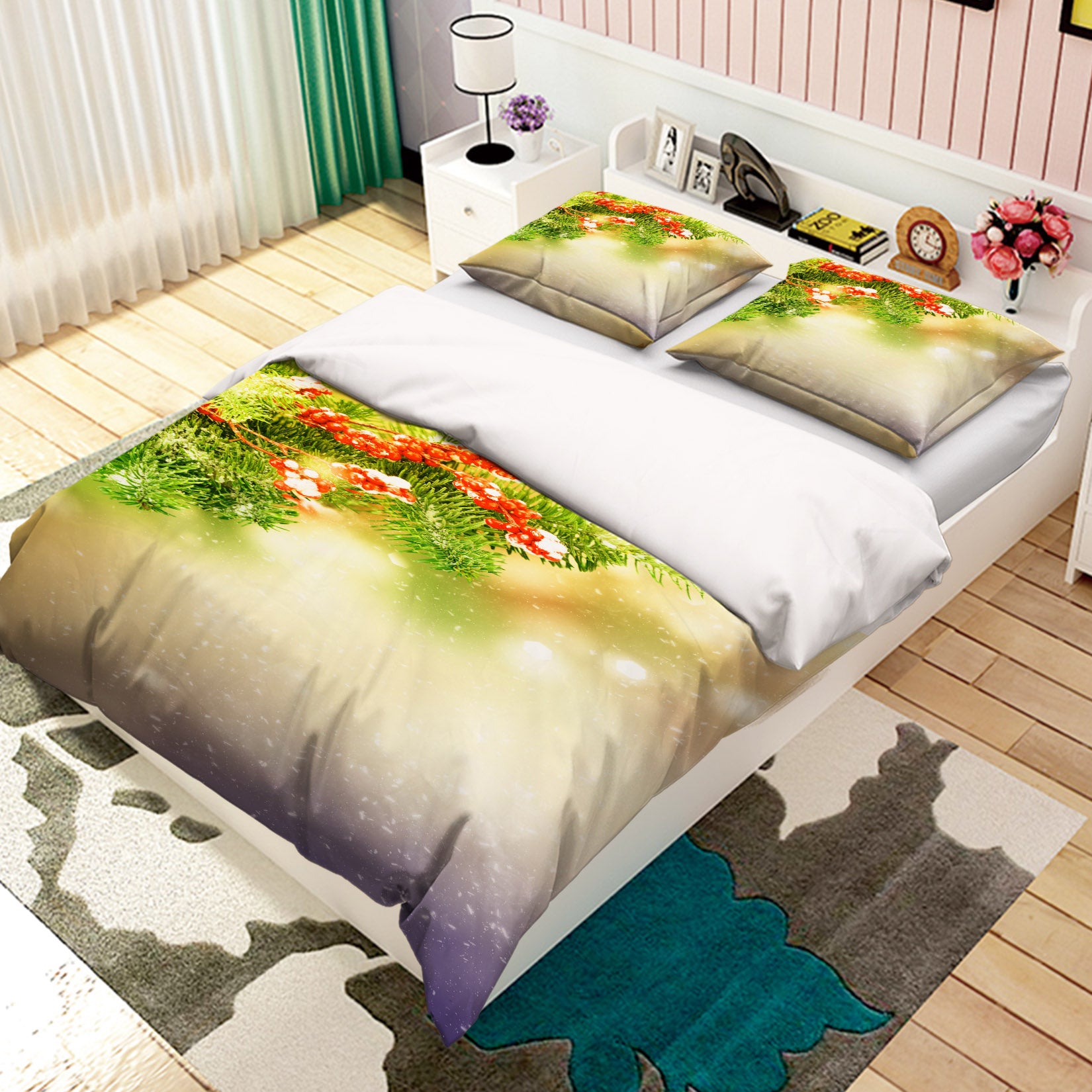 3D Branches Light 51121 Christmas Quilt Duvet Cover Xmas Bed Pillowcases