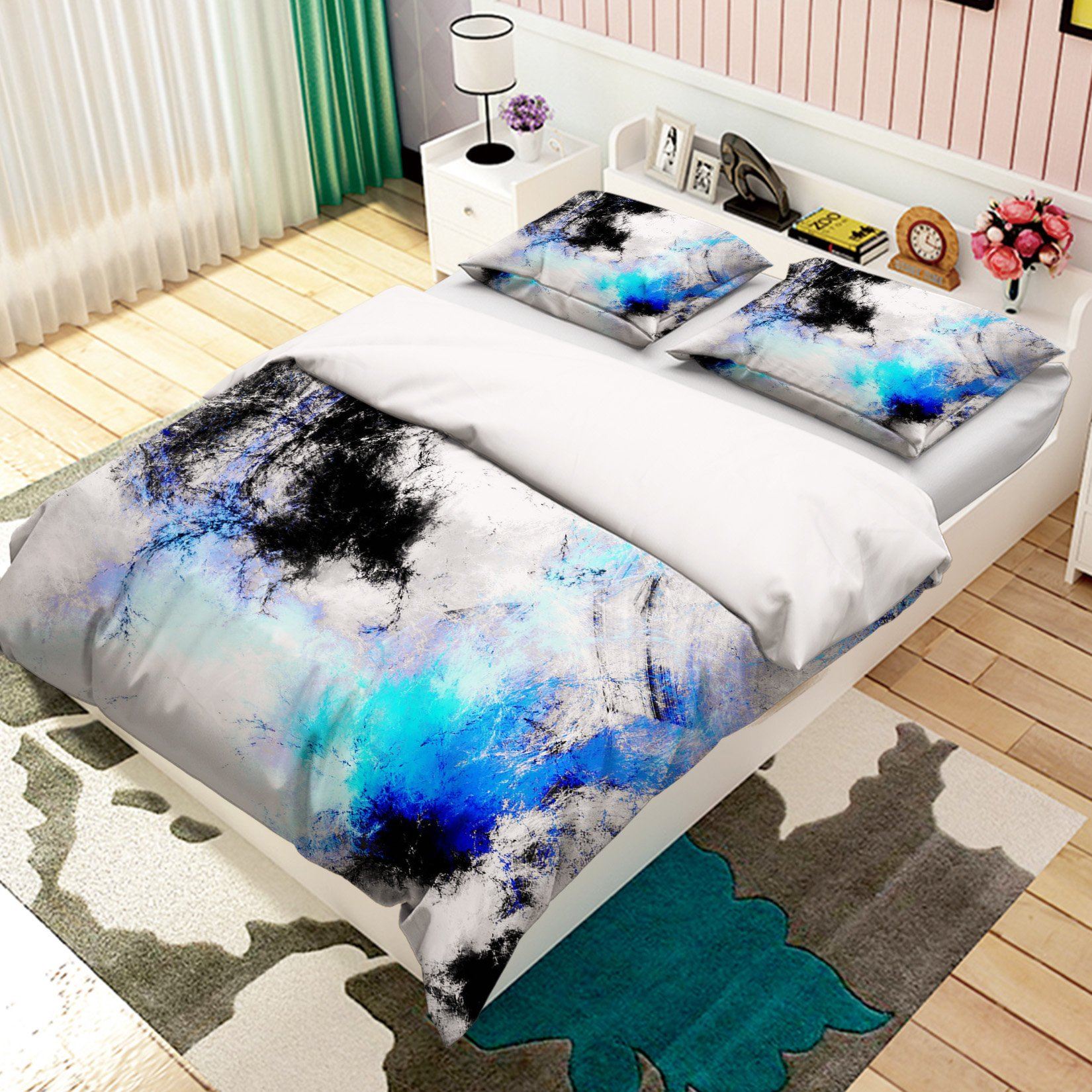 3D Blue Gouache 009 Bed Pillowcases Quilt Wallpaper AJ Wallpaper 