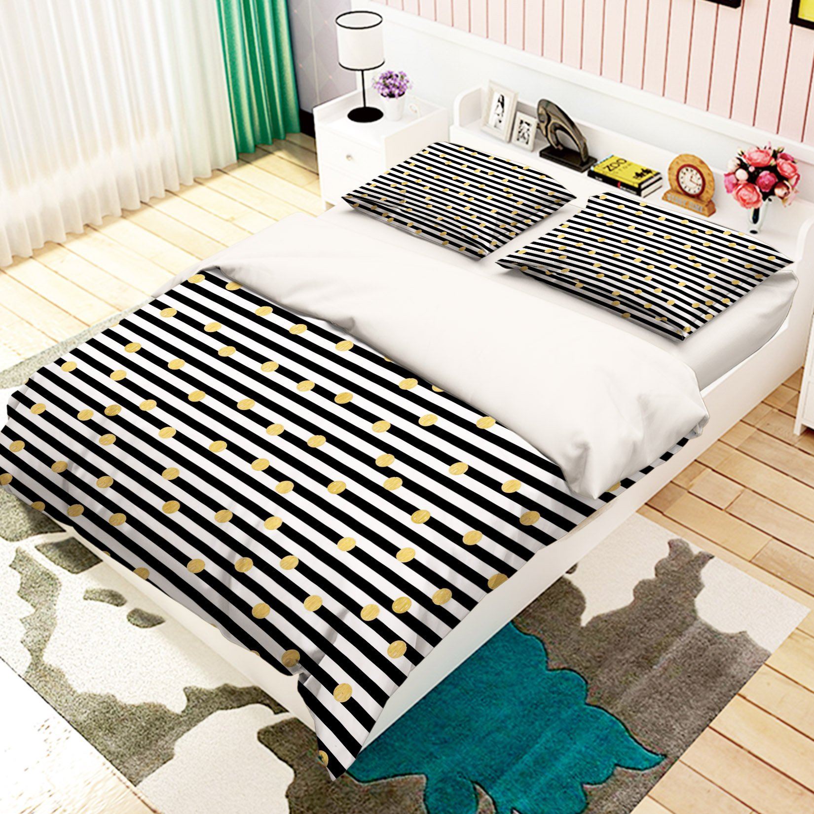 3D Flowers Stripes 170 Bed Pillowcases Quilt Wallpaper AJ Wallpaper 