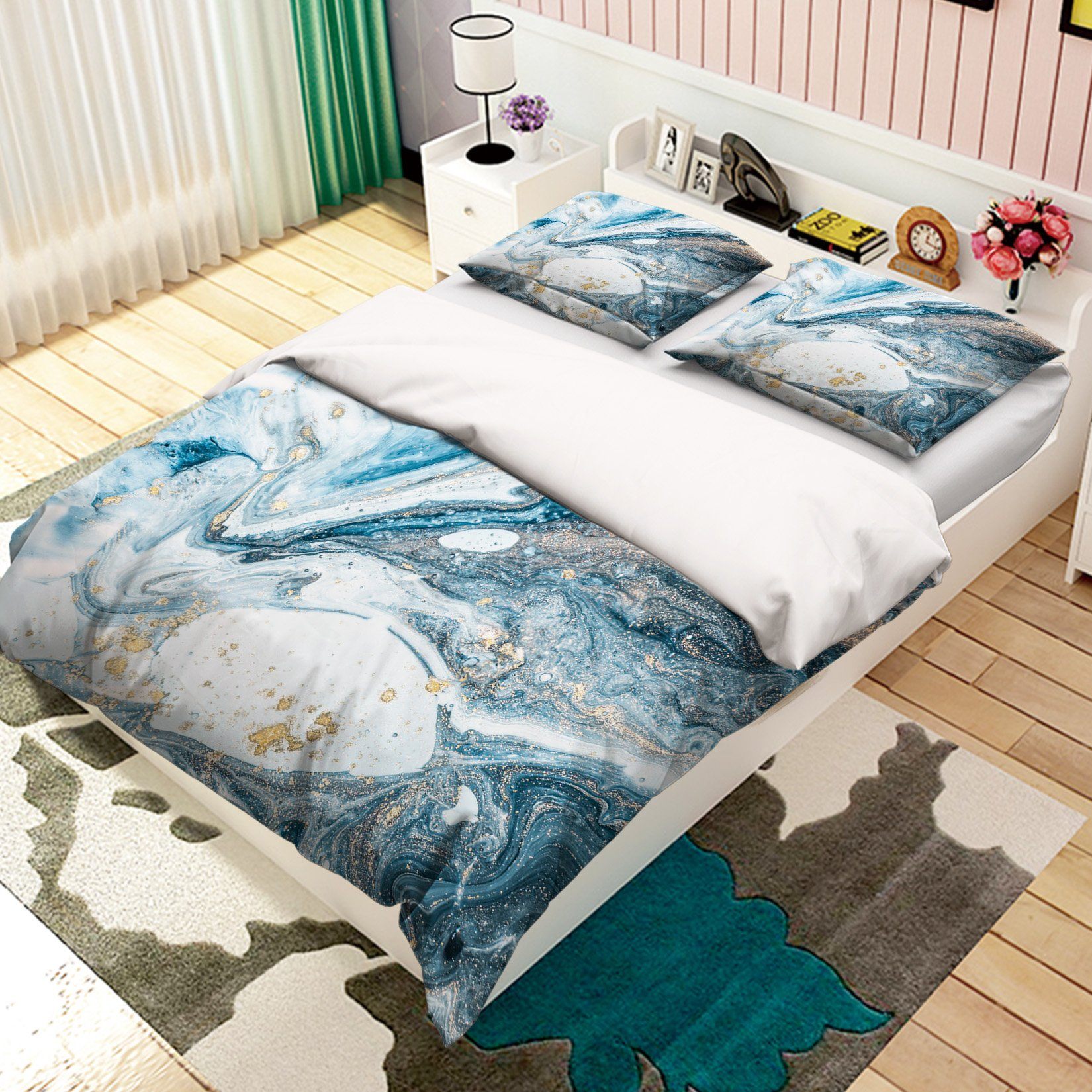 3D Light Blue Gradient 061 Bed Pillowcases Quilt Wallpaper AJ Wallpaper 