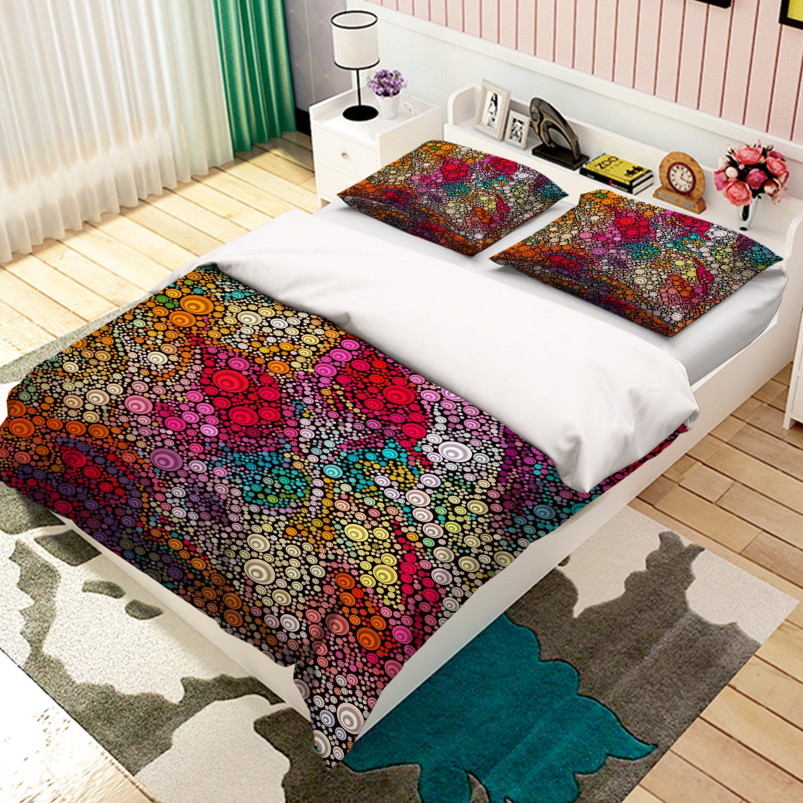 3D Color Circle Pattern 14058 Bed Pillowcases Quilt