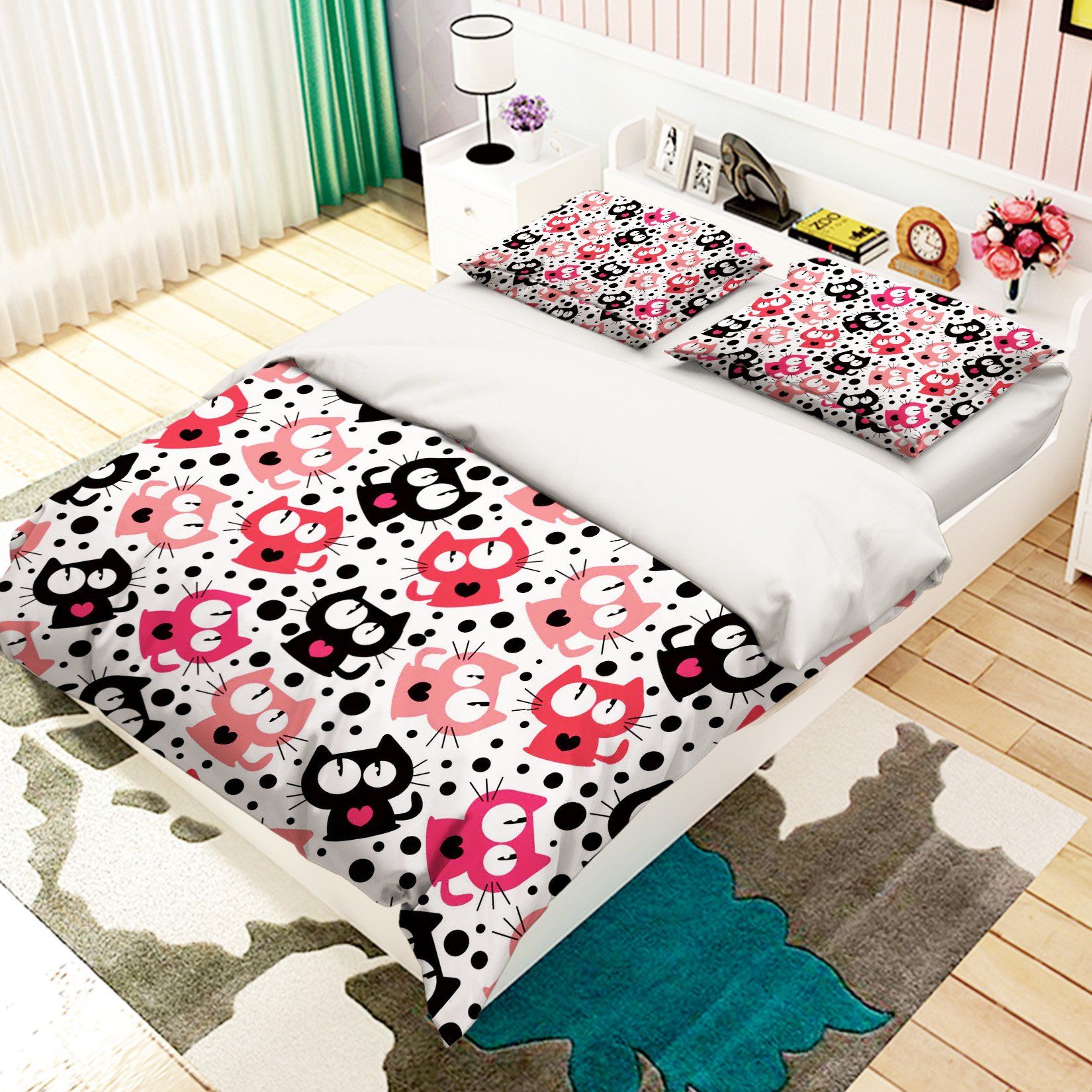 3D Cats Dots Pattern 324 Bed Pillowcases Quilt Wallpaper AJ Wallpaper 