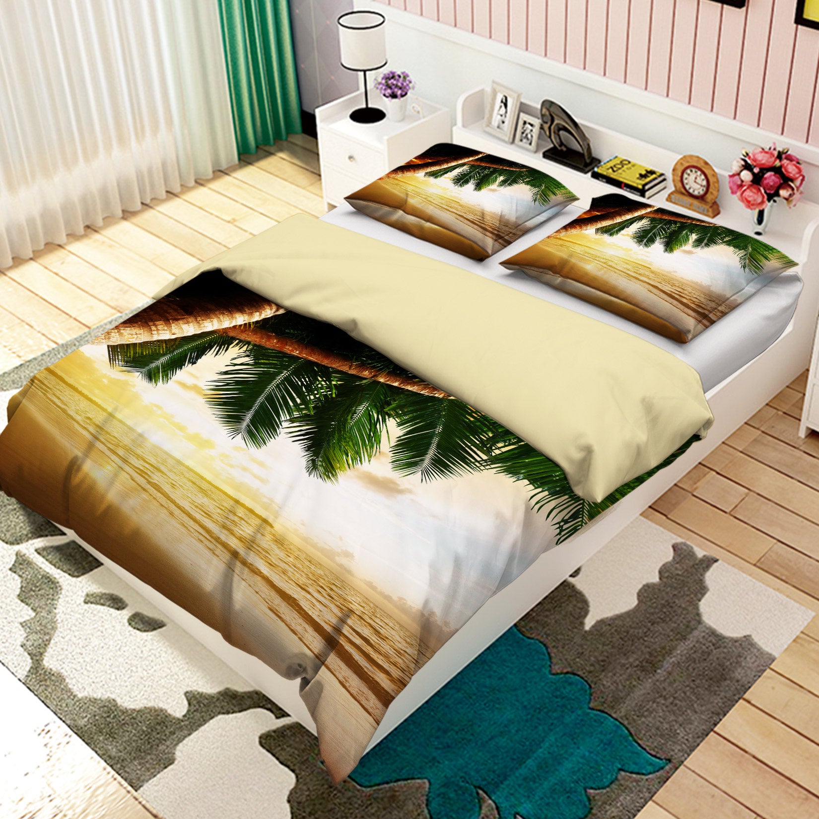 3D Seaside Coconut Tree 12190 Bed Pillowcases Quilt