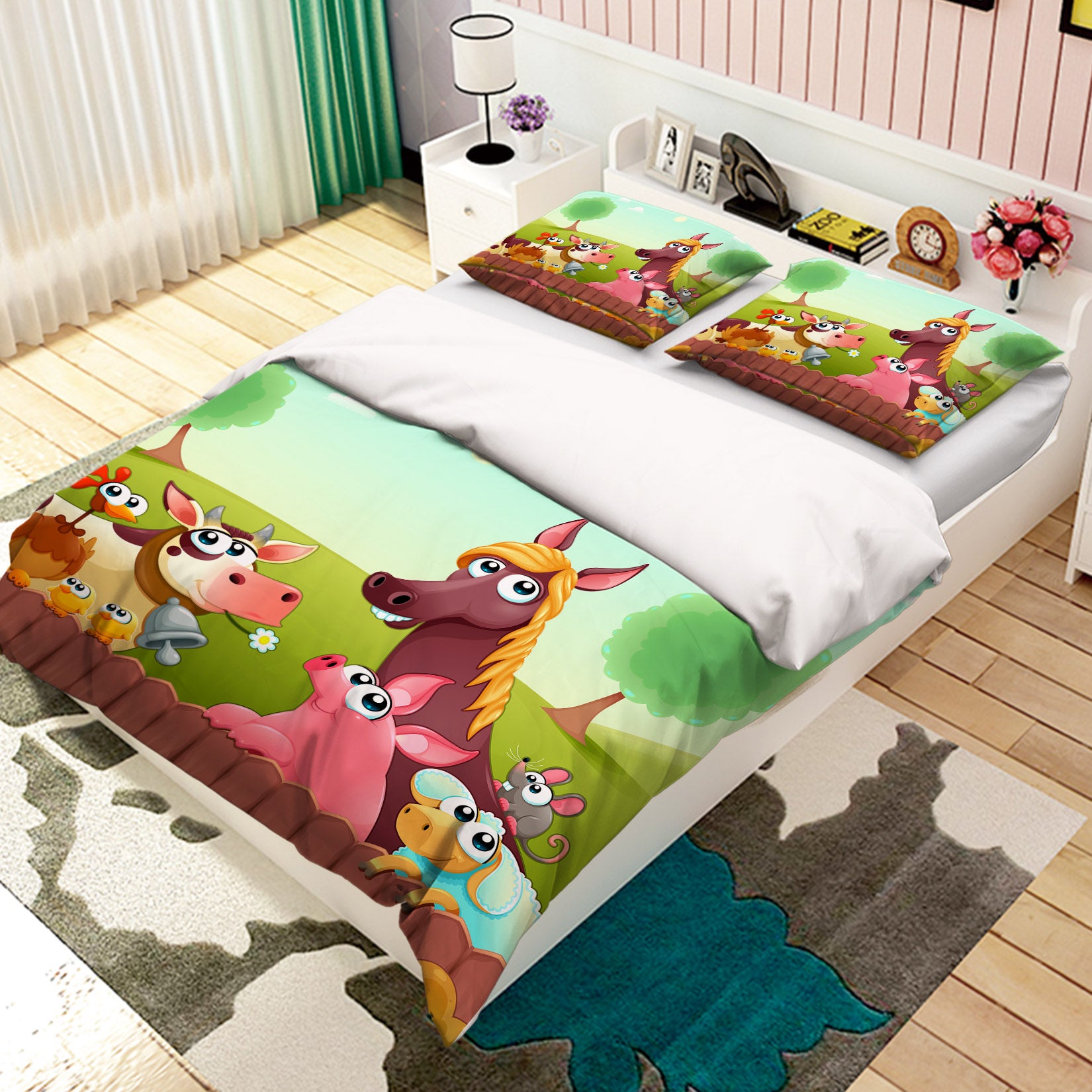 3D Cow Horse Pig 19151 Bed Pillowcases Quilt