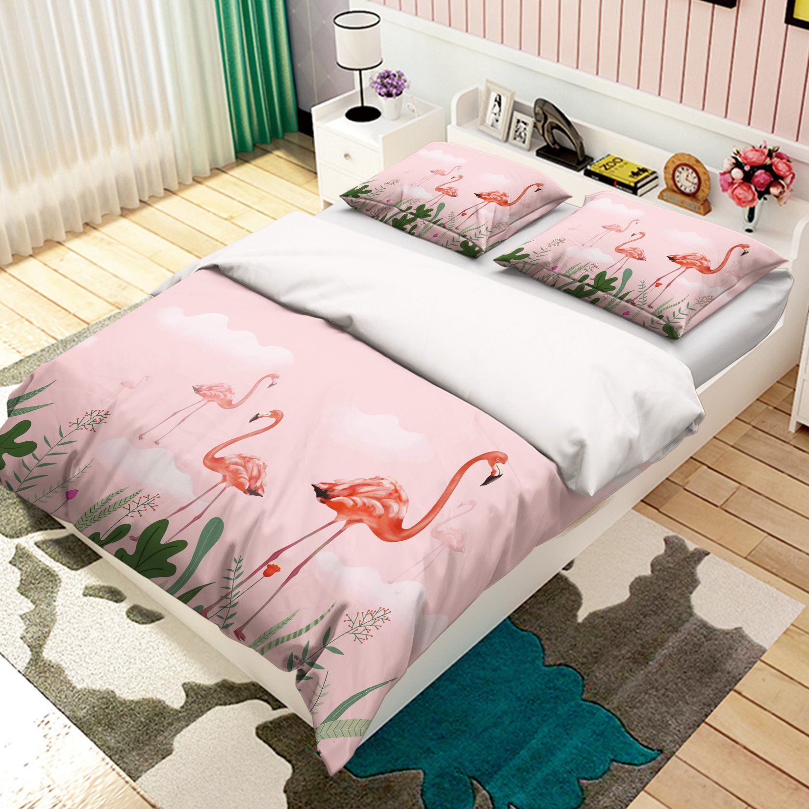 3D Flamingo Leaves 107 Bed Pillowcases Quilt Wallpaper AJ Wallpaper 