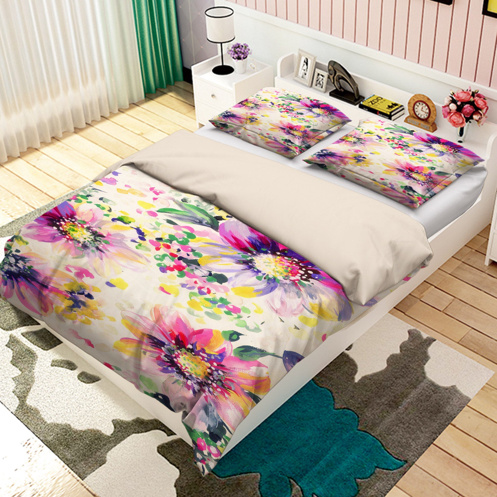 3D Flowers 16170 Bed Pillowcases Quilt