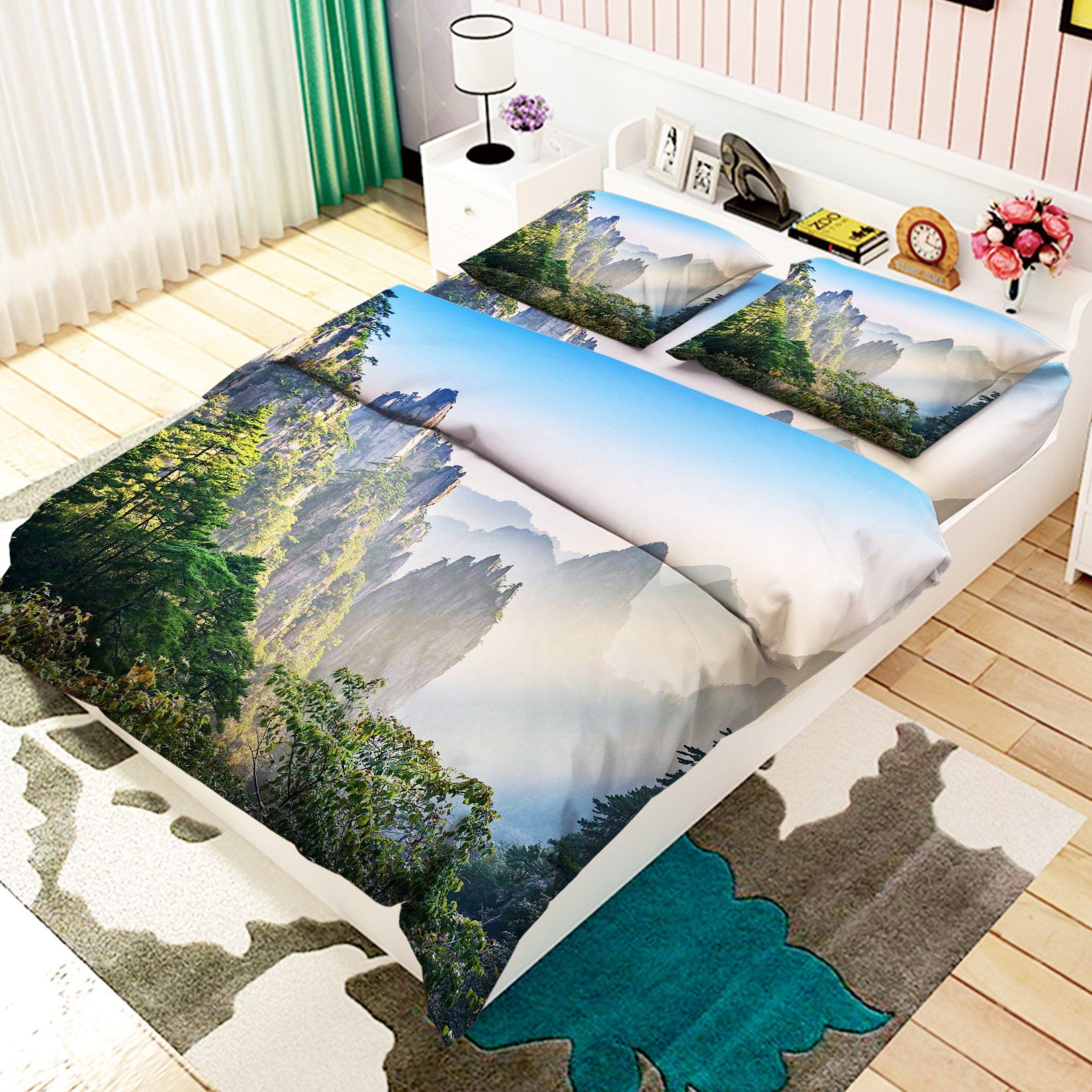3D Misty Mountains Scenery 54 Bed Pillowcases Quilt Wallpaper AJ Wallpaper 