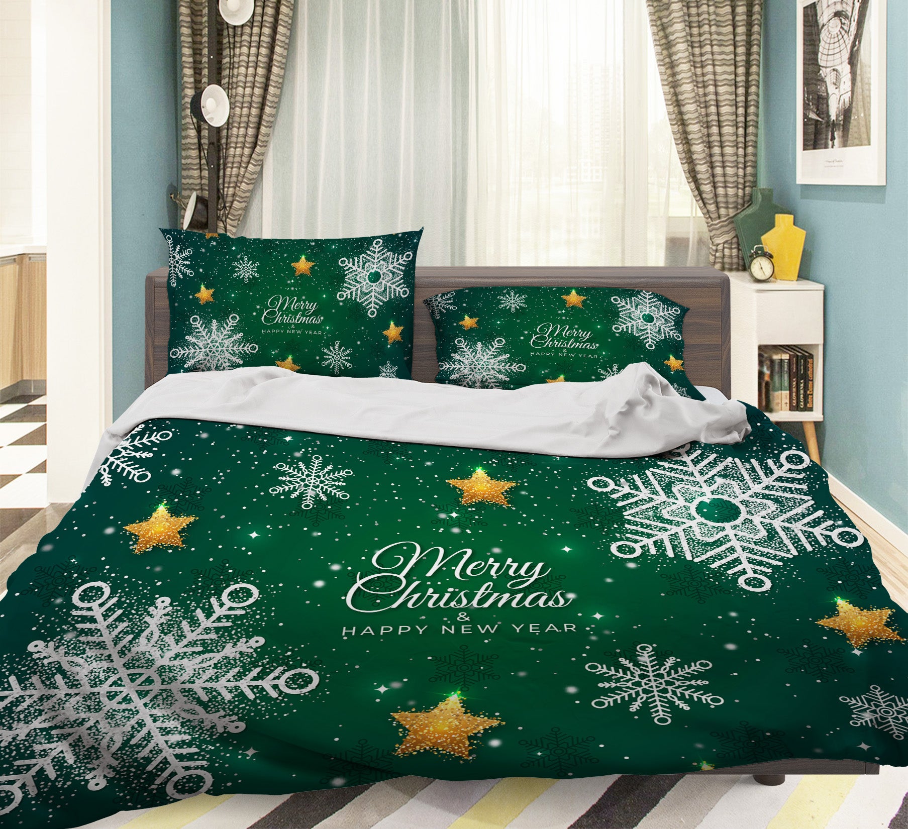3D Snowflake 61012 Bed Pillowcases Quilt