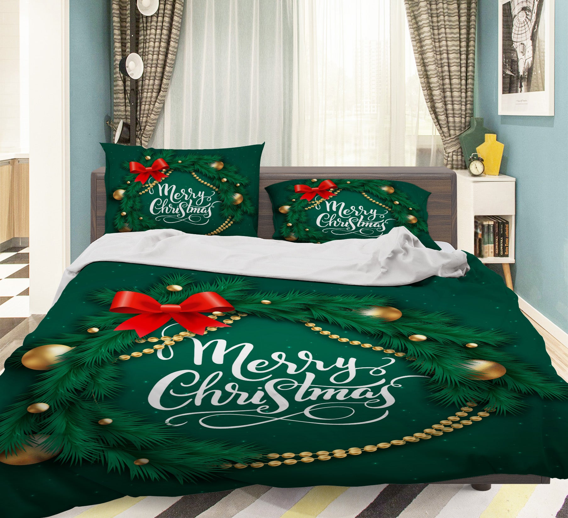 3D Circle Of Green Branches 59063 Bed Pillowcases Quilt