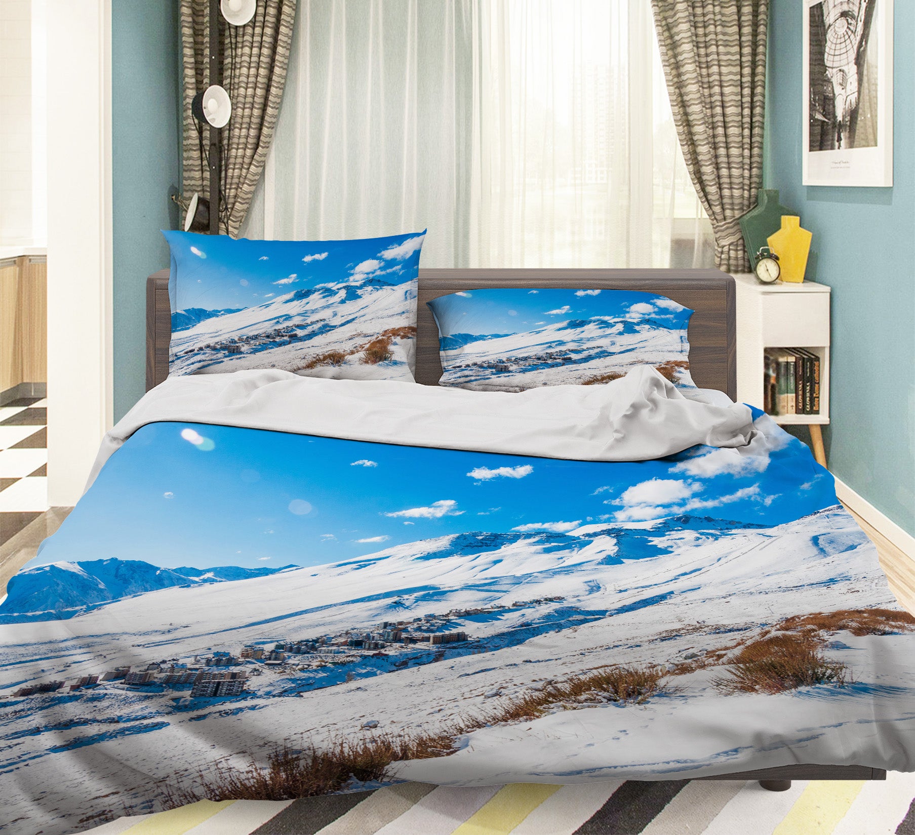 3D Snow Mountain 61023 Bed Pillowcases Quilt