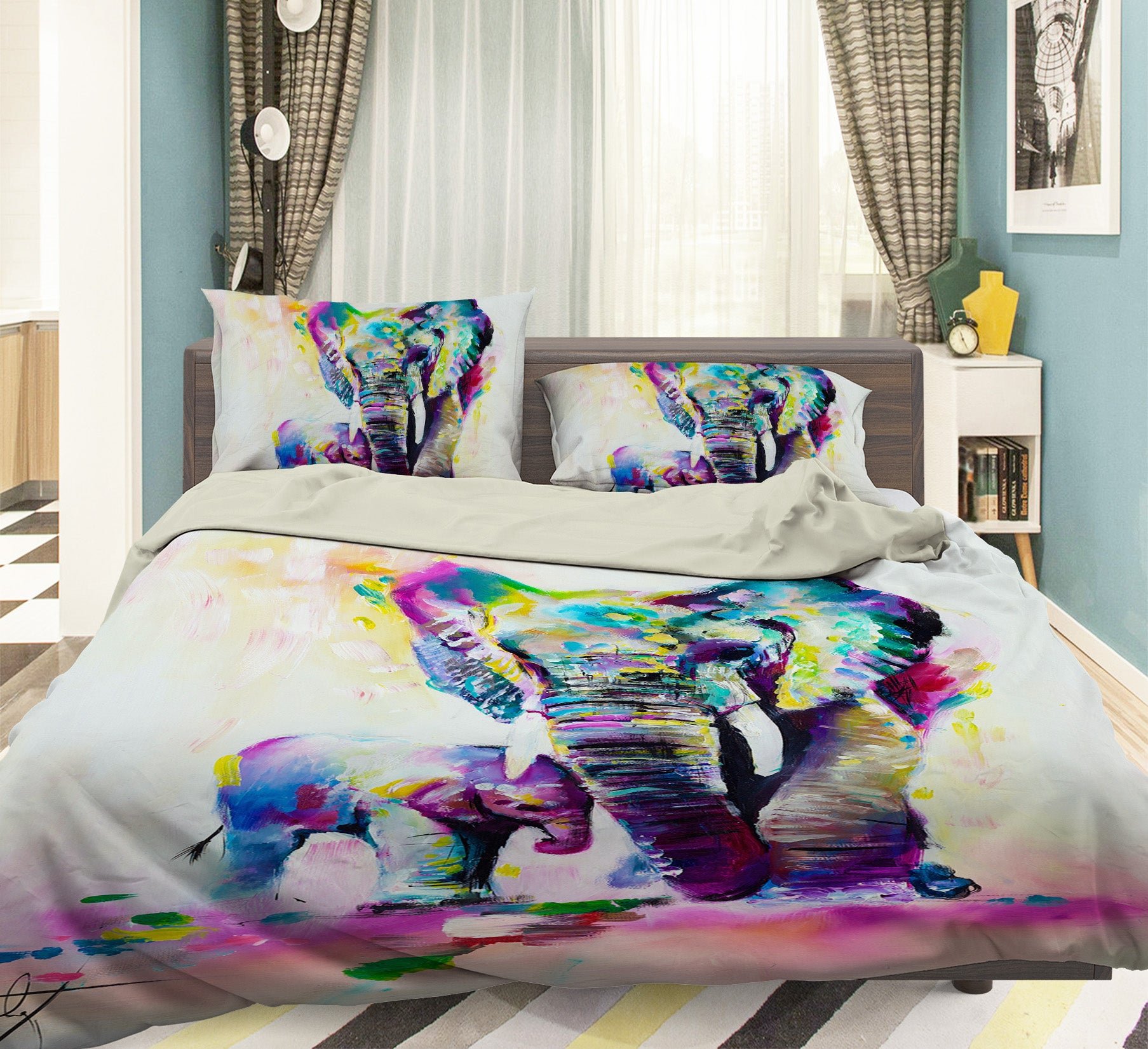 3D Elephant 12169 Bed Pillowcases Quilt