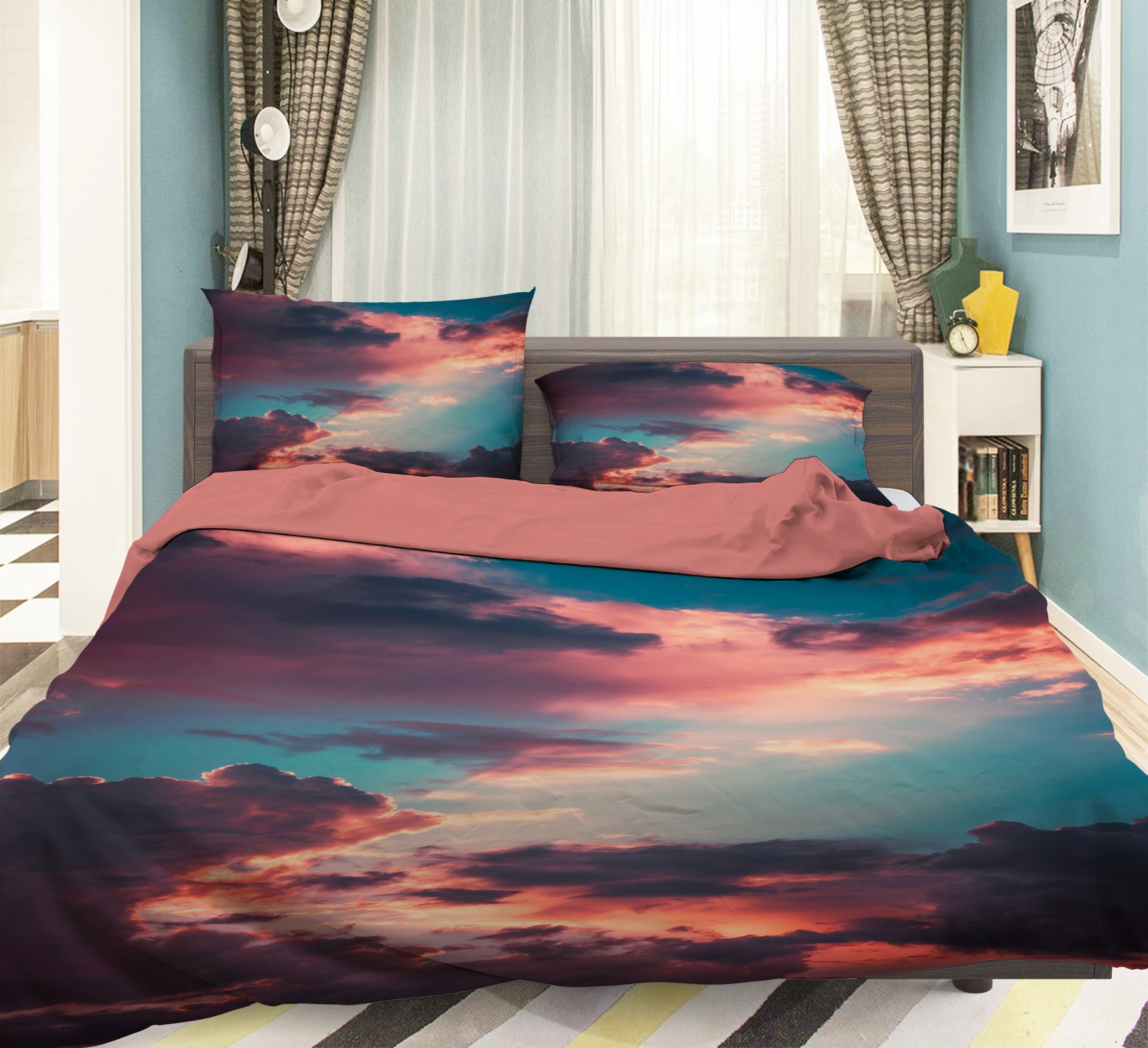 3D Pink Clouds 16157 Bed Pillowcases Quilt