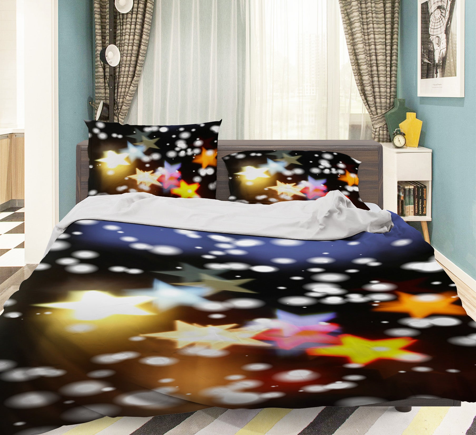 3D Five-Pointed Star 51065 Christmas Quilt Duvet Cover Xmas Bed Pillowcases