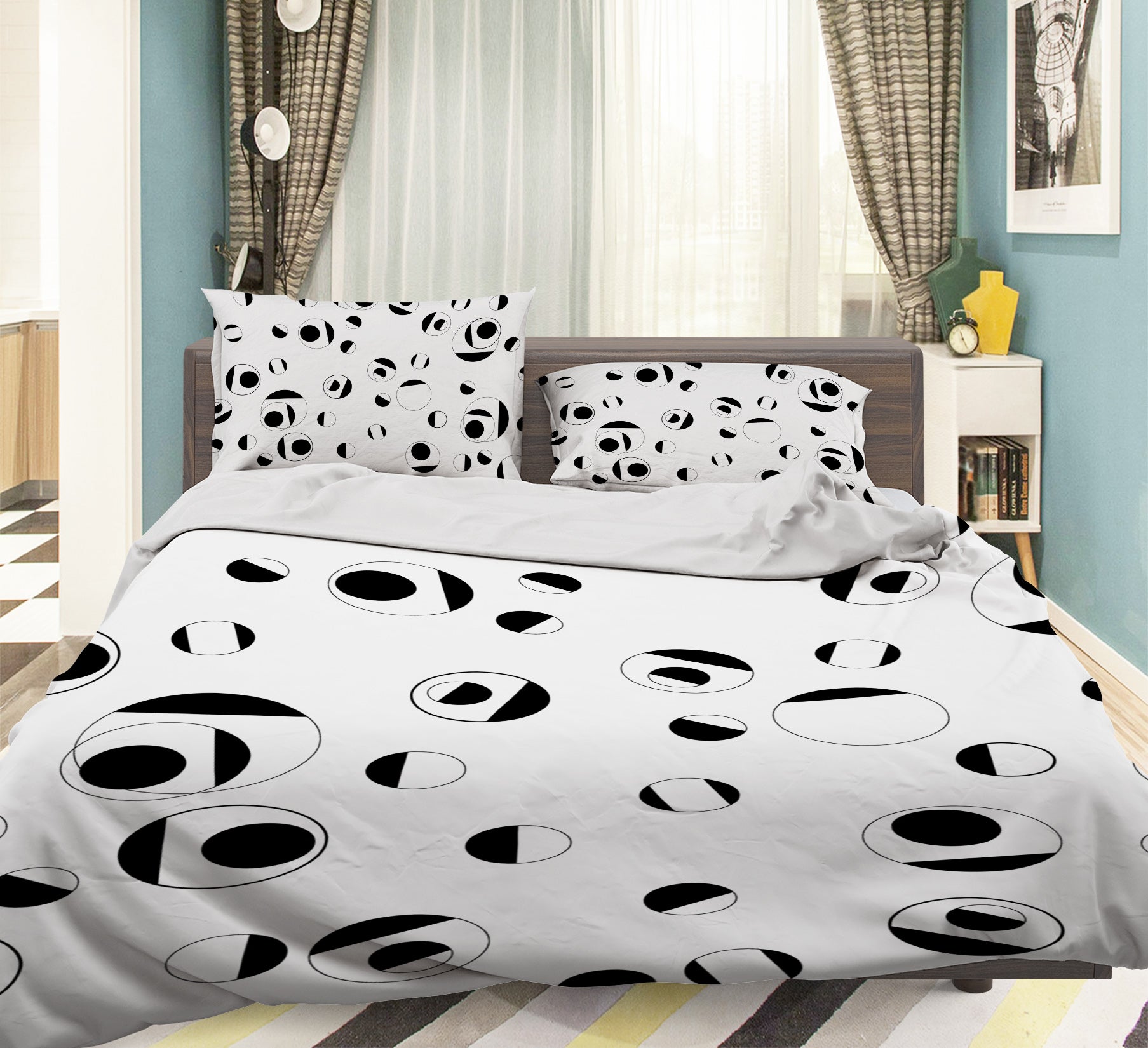 3D Black Circle 078 Bed Pillowcases Quilt