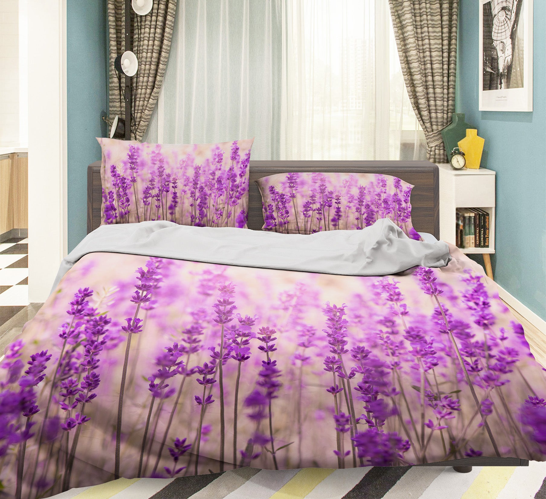 3D Purple Flower 60253 Bed Pillowcases Quilt