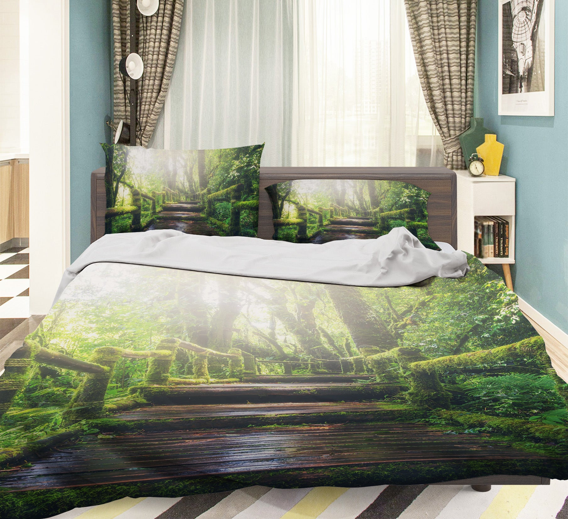 3D Tree Bridge 19174 Bed Pillowcases Quilt