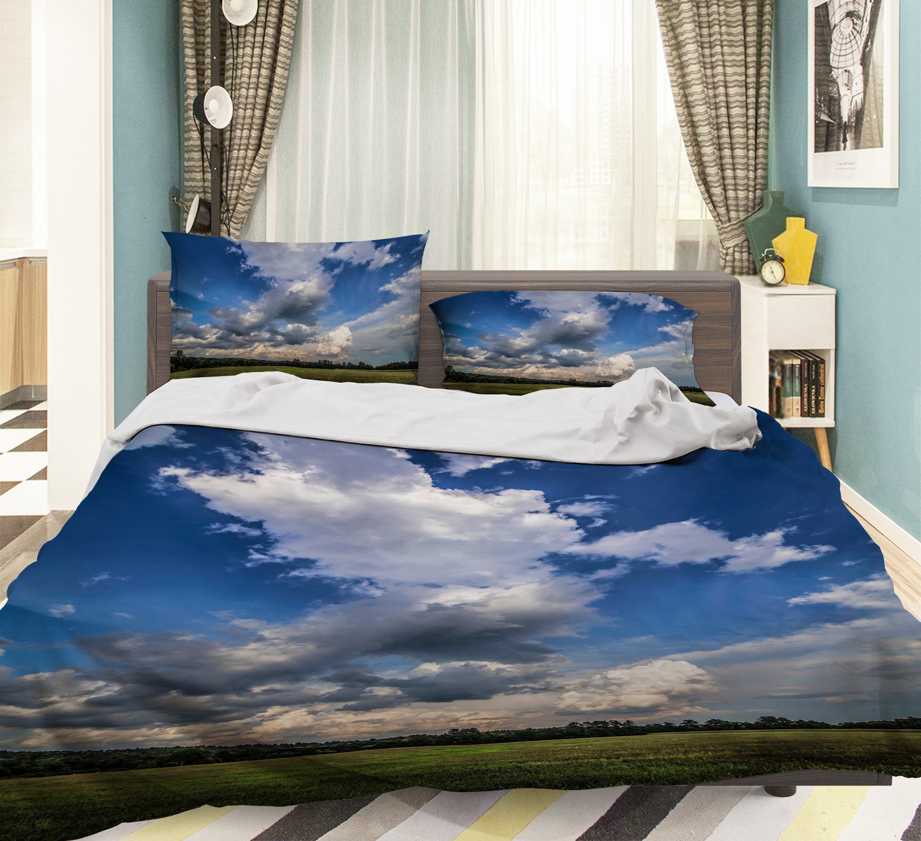 3D Blue Sky White Clouds 86025 Jerry LoFaro bedding Bed Pillowcases Quilt