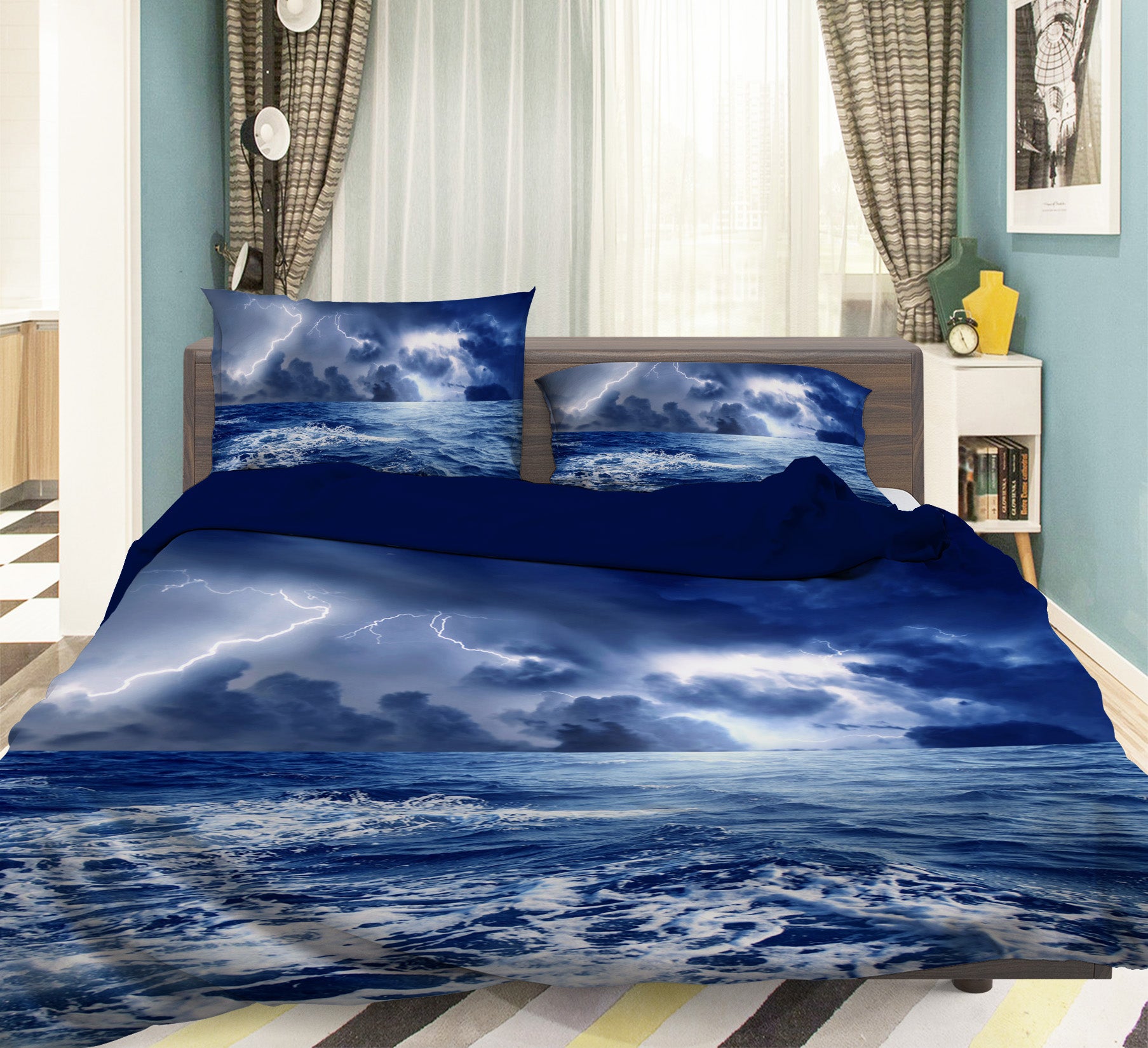 3D Lightning Sea 057 Bed Pillowcases Quilt