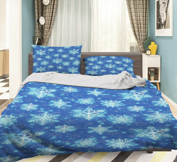 3D Blue Snowflakes 51061 Christmas Quilt Duvet Cover Xmas Bed Pillowcases