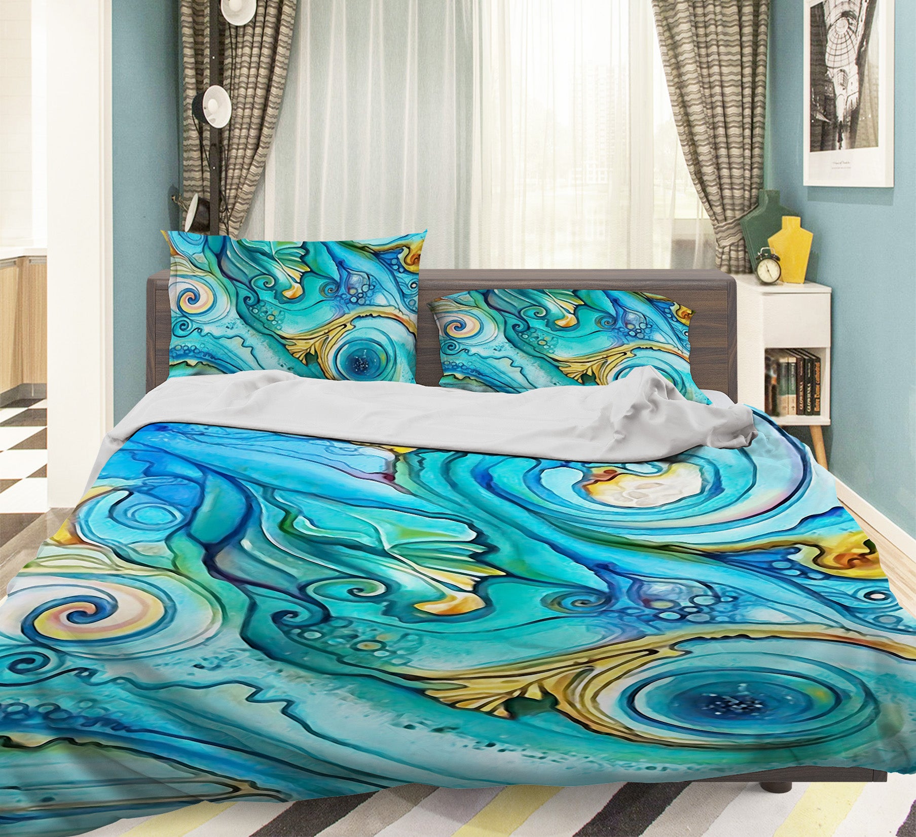 3D Blue Pattern 12133 Bed Pillowcases Quilt