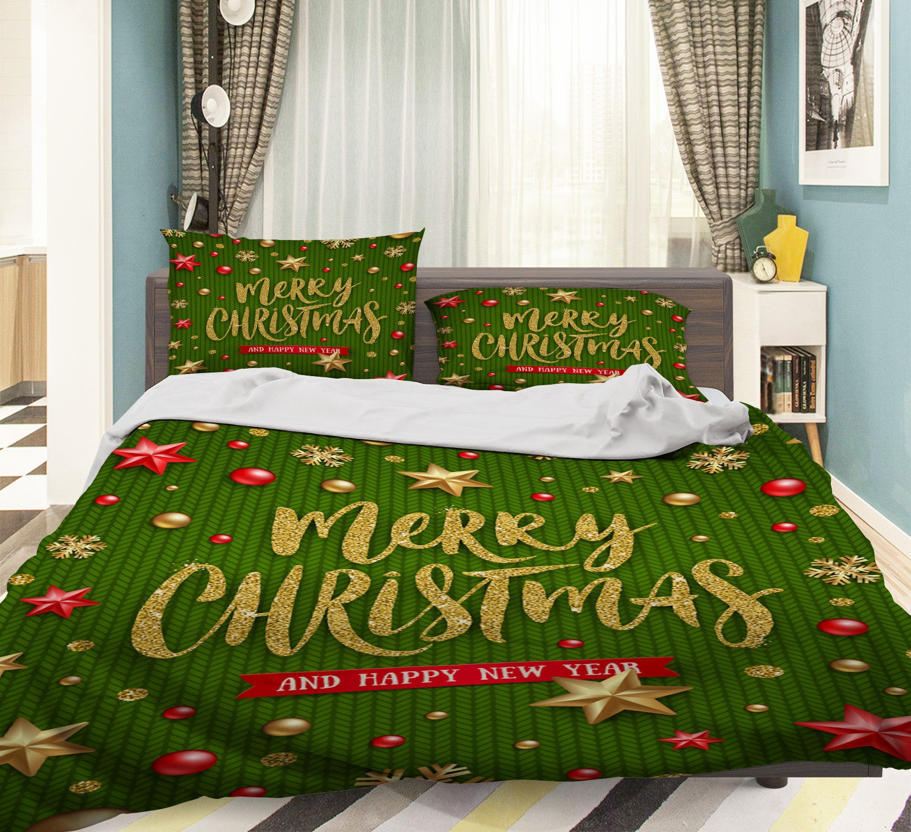 3D Star 51116 Christmas Quilt Duvet Cover Xmas Bed Pillowcases