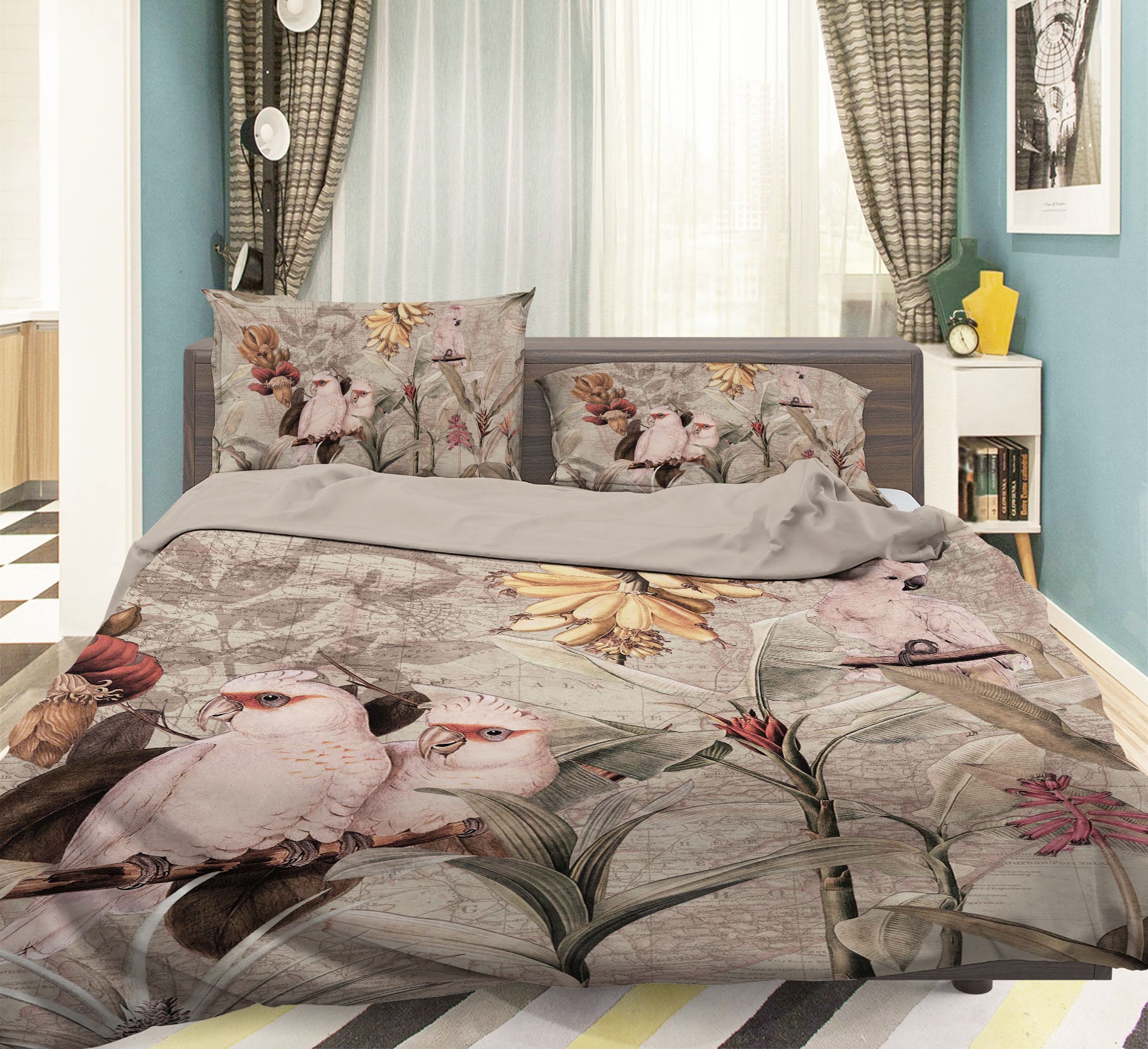 3D Parrot Flower Bush 18154 Uta Naumann Bedding Bed Pillowcases Quilt