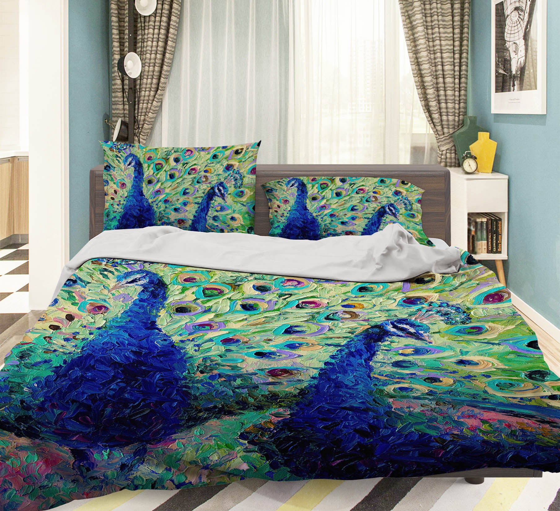 3D Two Peacocks 12144 Bed Pillowcases Quilt