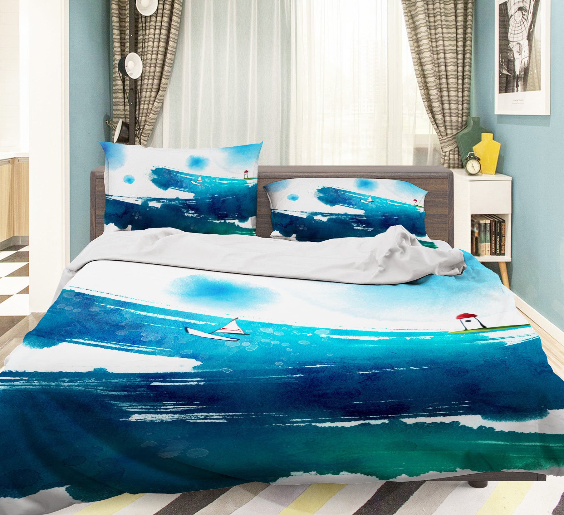 3D Lighthouse Painting 009 Bed Pillowcases Quilt