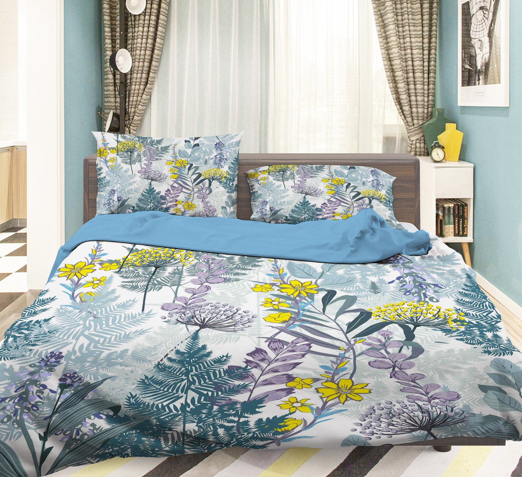 3D Yellow Flower 079 Bed Pillowcases Quilt Wallpaper AJ Wallpaper 
