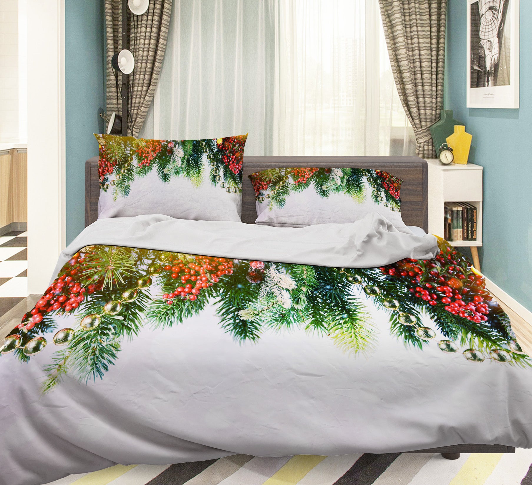 3D Branches 51112 Christmas Quilt Duvet Cover Xmas Bed Pillowcases