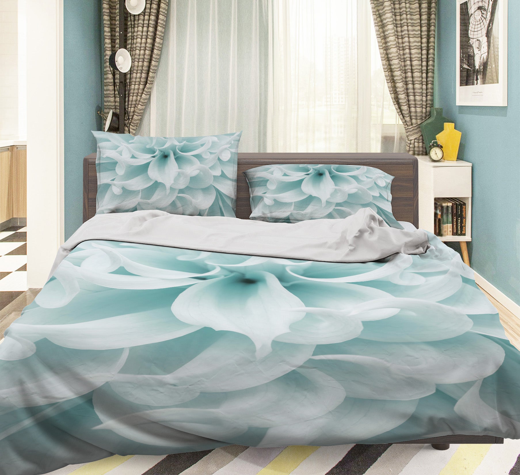 3D Light Blue Flower 7200 Assaf Frank Bedding Bed Pillowcases Quilt Cover Duvet Cover