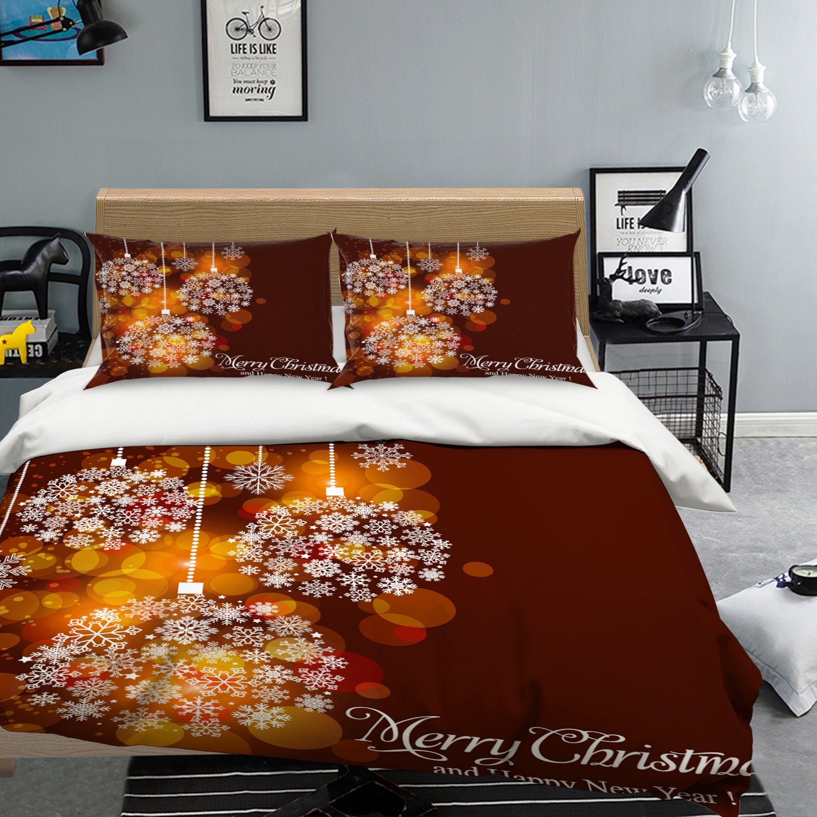 3D Snowflake Ball 51080 Christmas Quilt Duvet Cover Xmas Bed Pillowcases