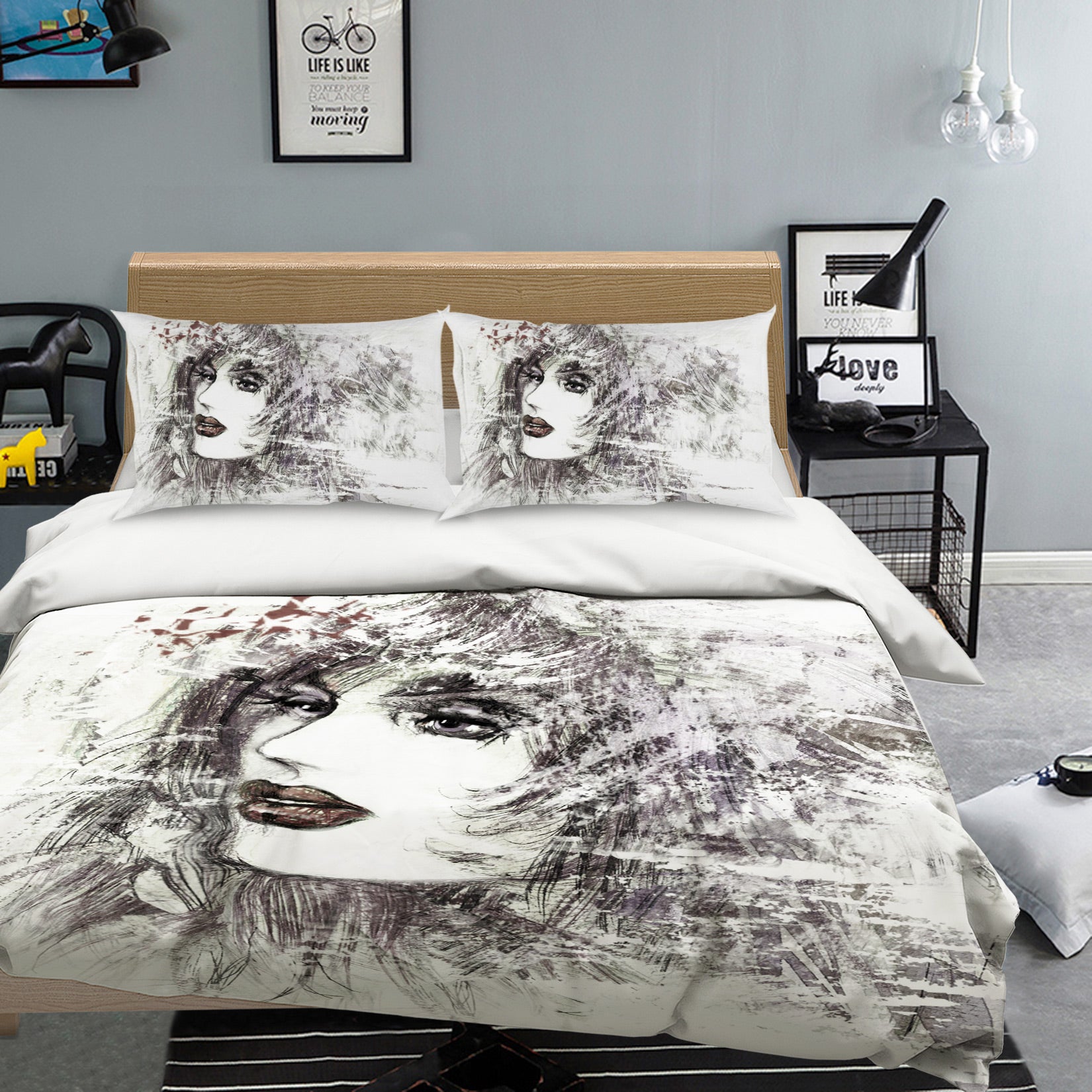 3D Sketch Model 009 Bed Pillowcases Quilt