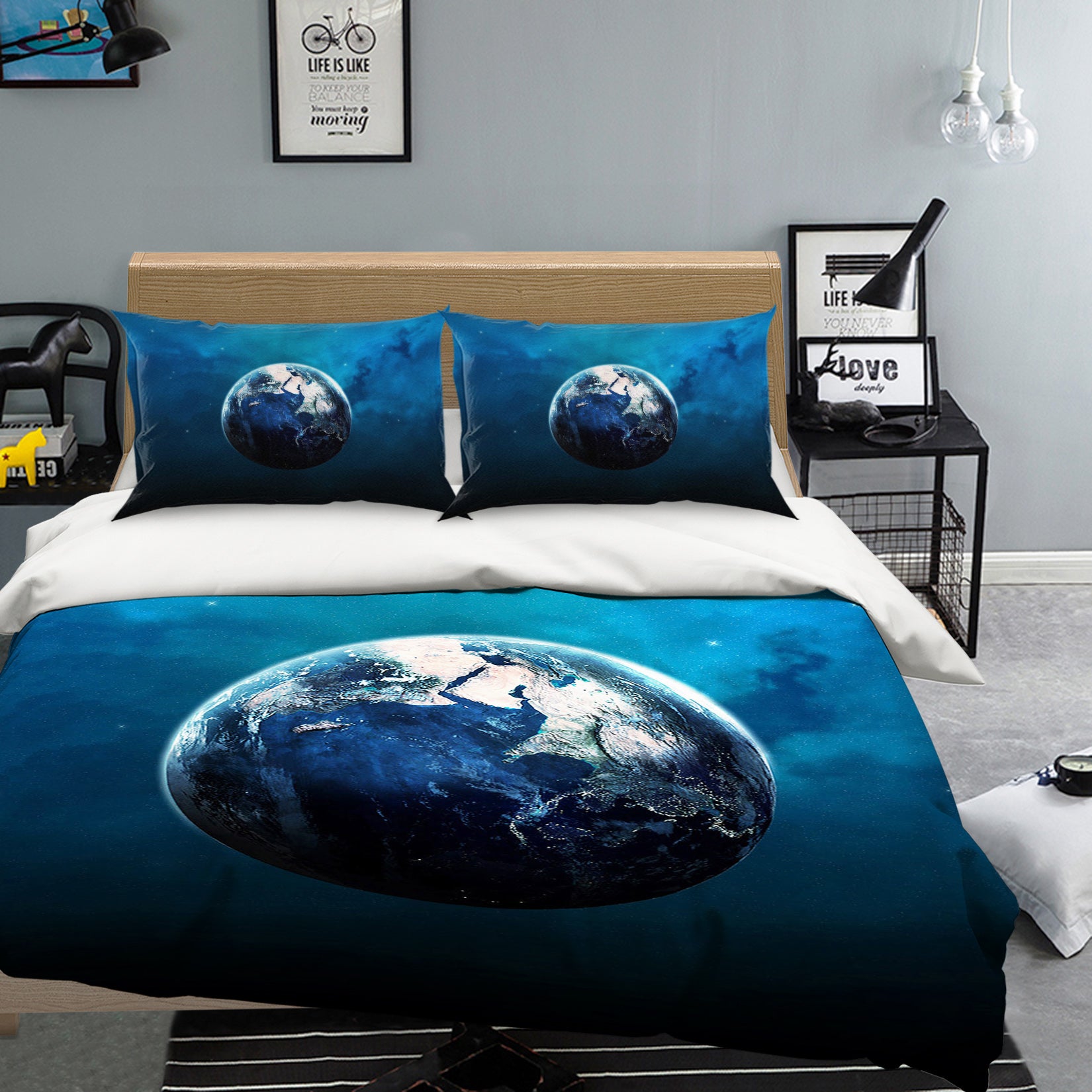 3D Blue Earth 053 Bed Pillowcases Quilt