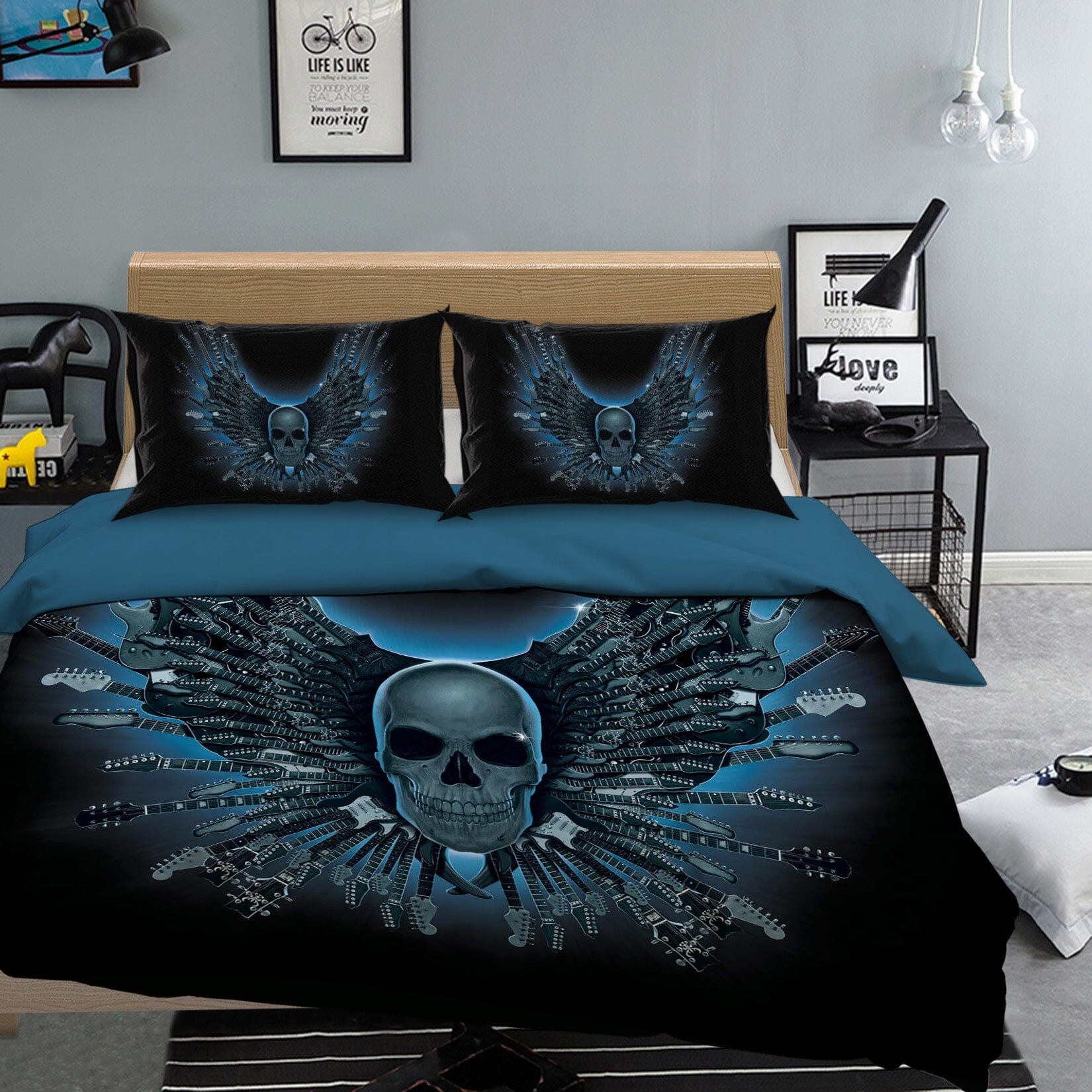 3D Skull Strings 081 Bed Pillowcases Quilt Exclusive Designer Vincent Quiet Covers AJ Creativity Home 