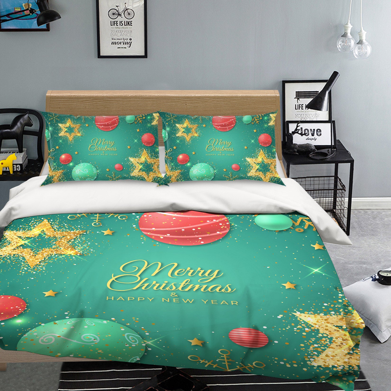 3D Red Green Ball 60214 Bed Pillowcases Quilt