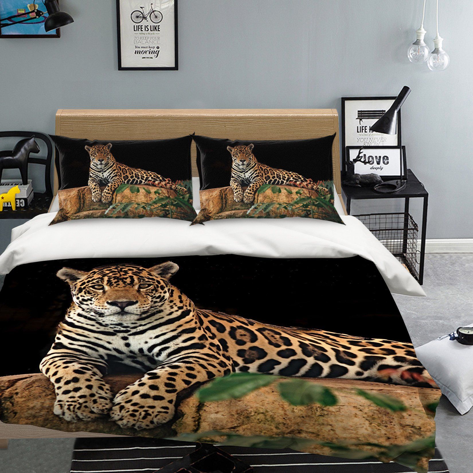 3D Tiger Squatting 1966 Bed Pillowcases Quilt Quiet Covers AJ Creativity Home 