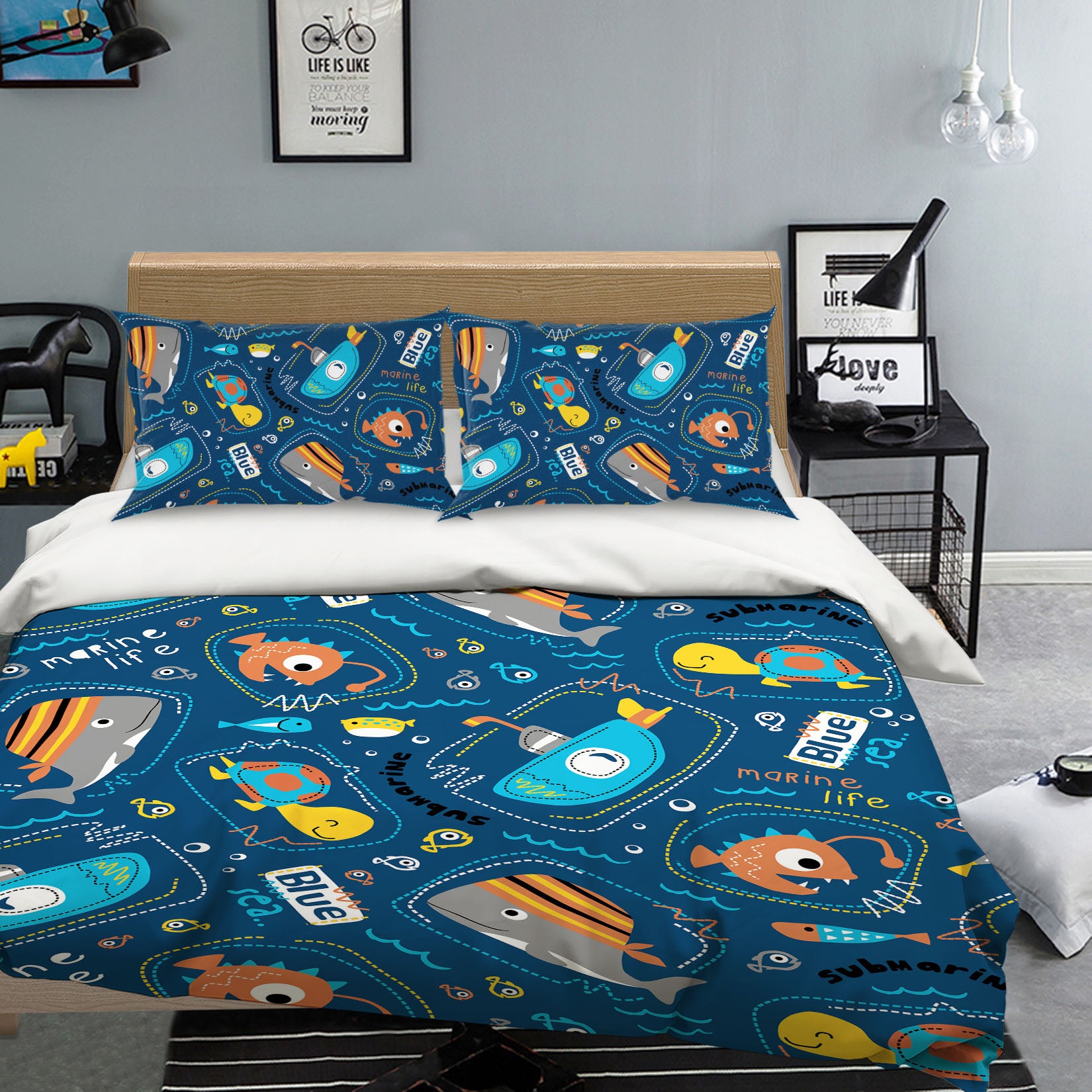 3D Submarine Fish Turtle 61126 Bed Pillowcases Quilt