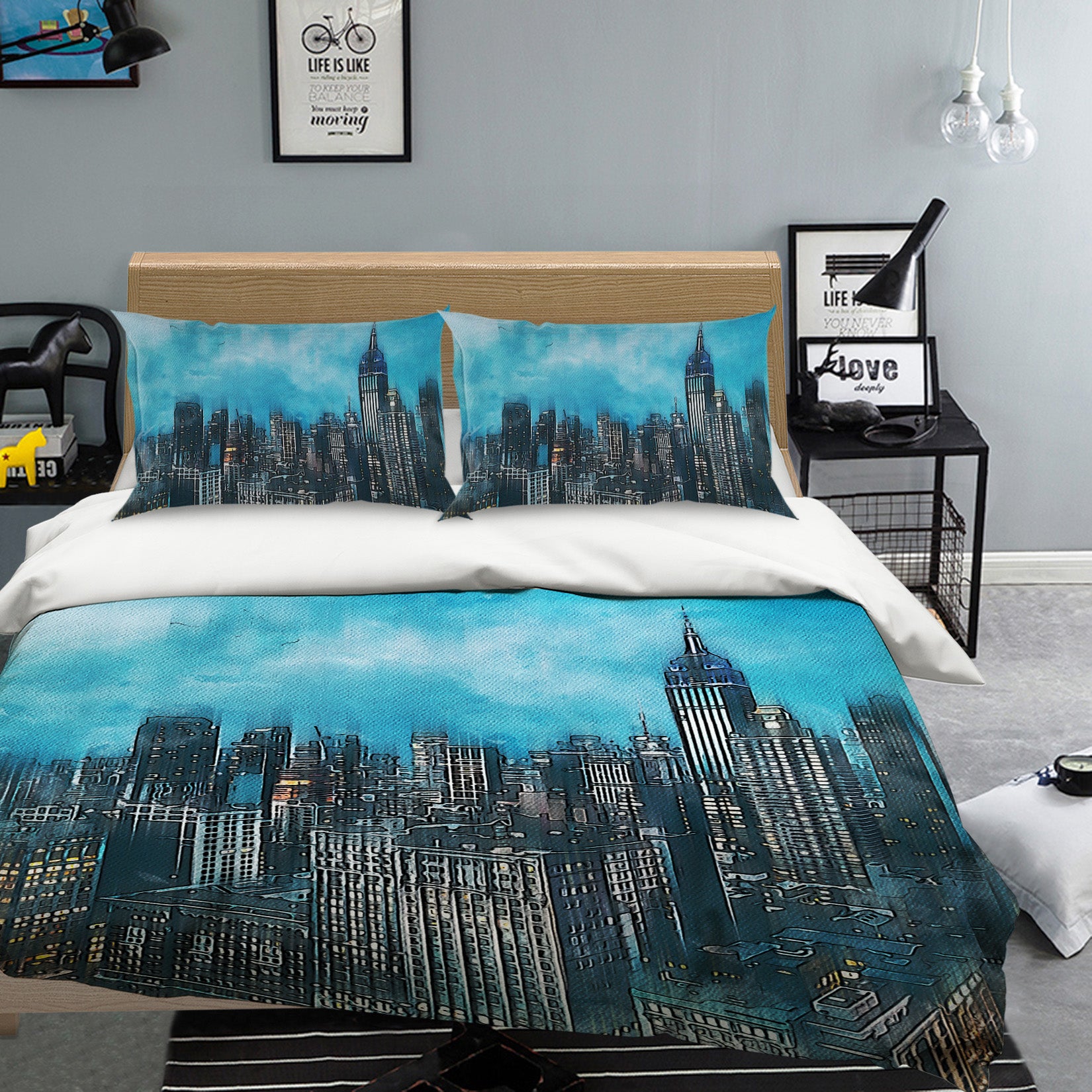 3D City Building 19136 Bed Pillowcases Quilt