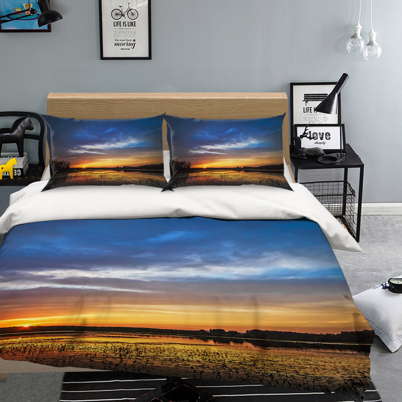 3D Peaceful Sunset 86036 Jerry LoFaro bedding Bed Pillowcases Quilt