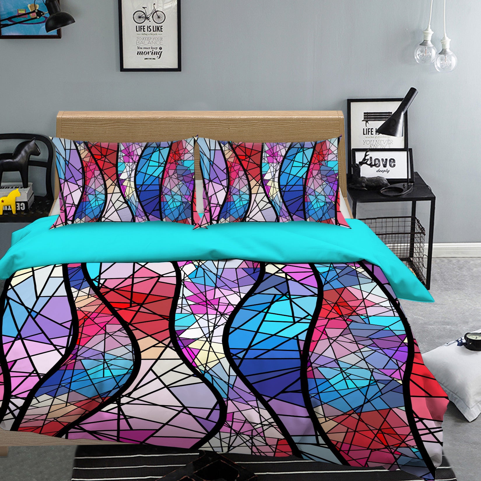 3D Color Block 13202 Bed Pillowcases Quilt