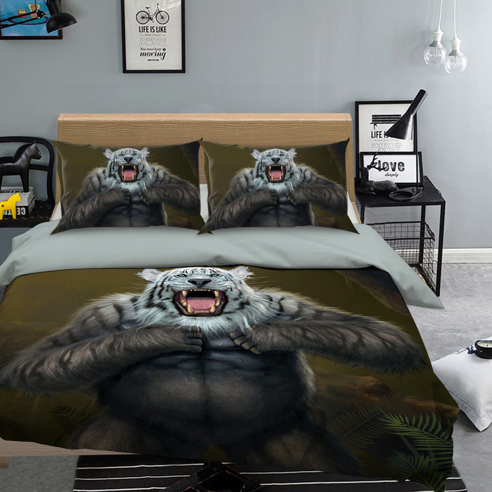 3D Tigerilla White Tiger Version 090 Bed Pillowcases Quilt Exclusive Designer Vincent Quiet Covers AJ Creativity Home 