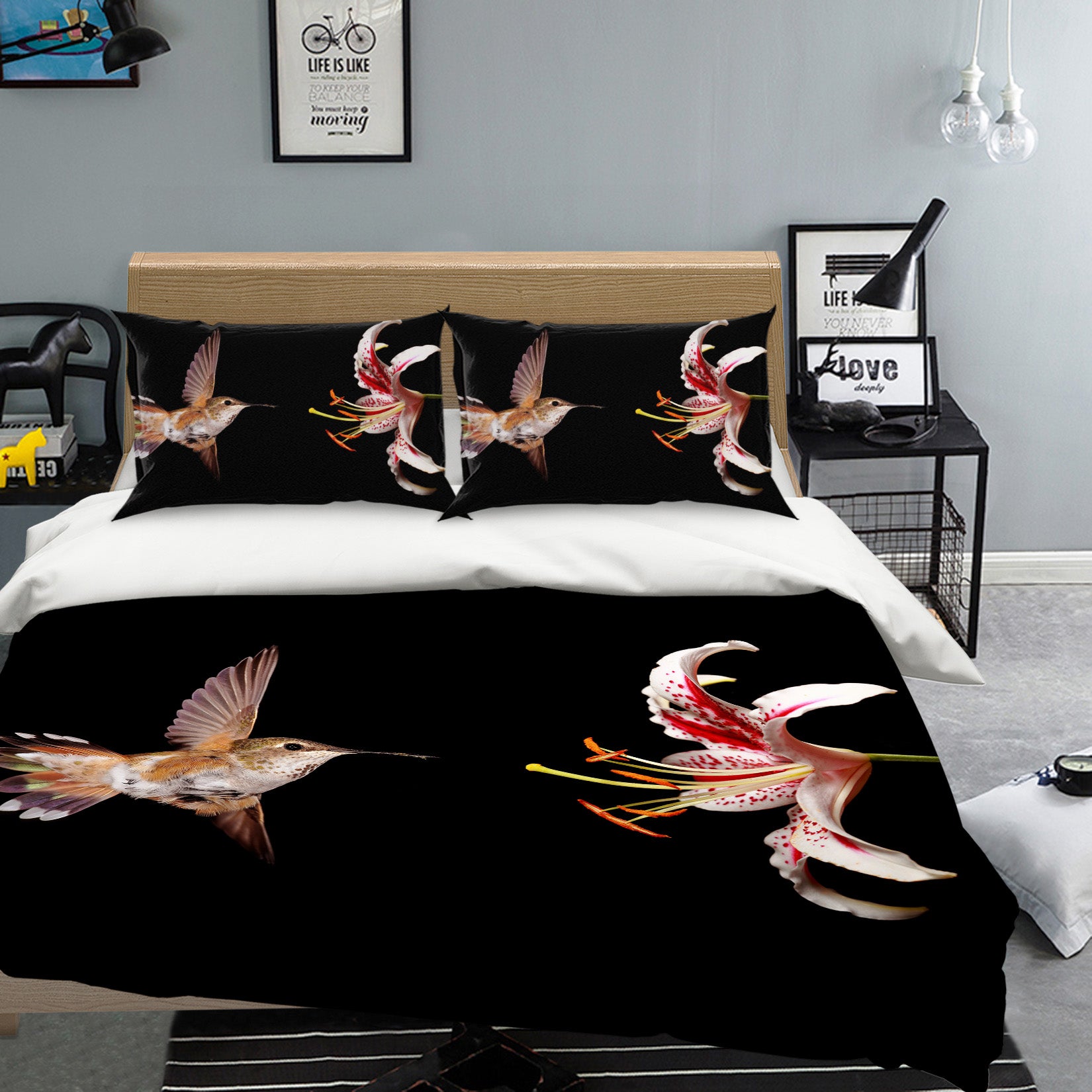 3D Bird Flowers 19229 Bed Pillowcases Quilt
