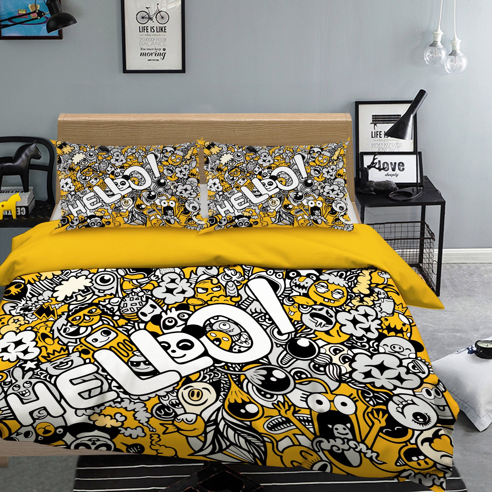 3D Yellow Alphabet Doll Pattern 60029 Bed Pillowcases Quilt