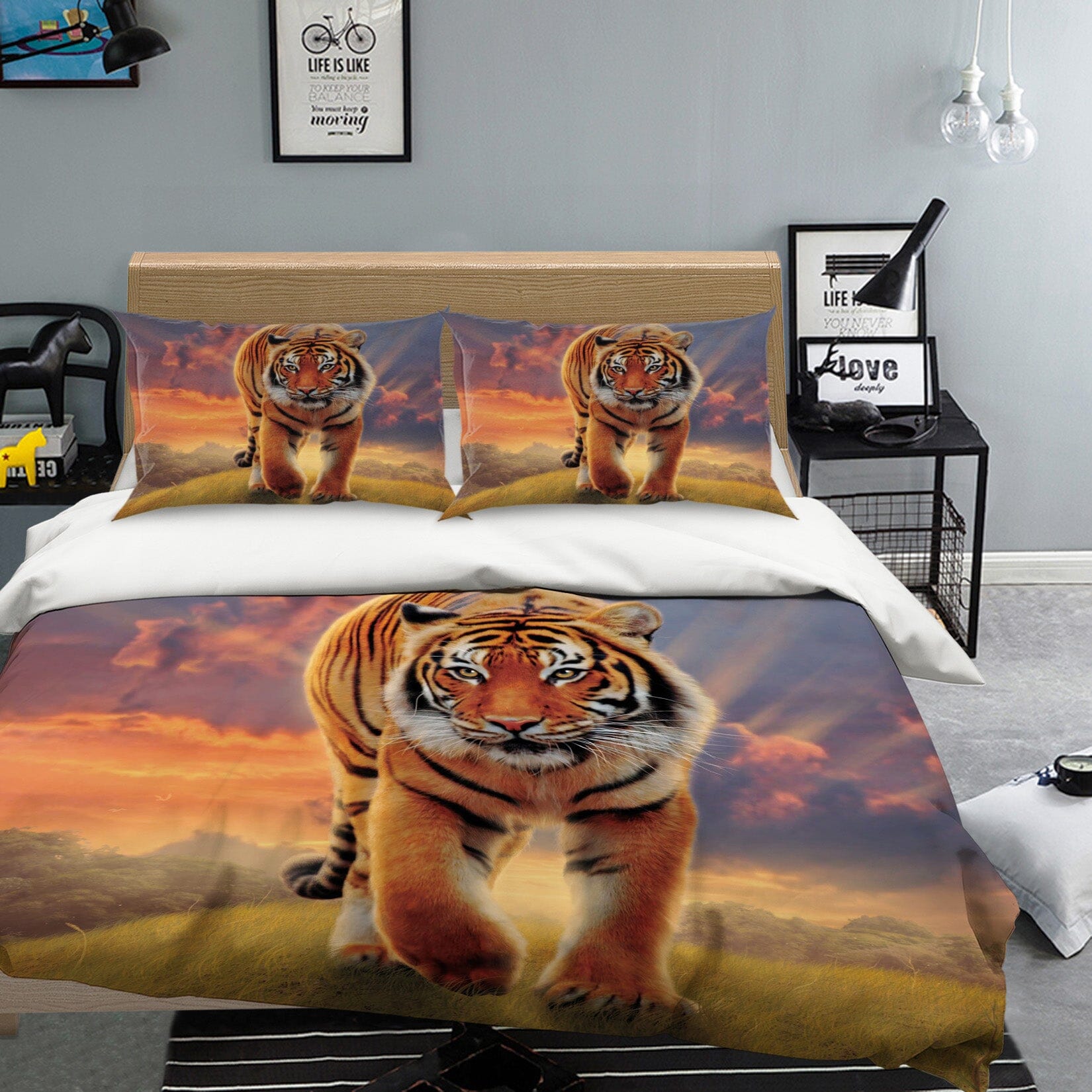3D Rising Tiger 073 Bed Pillowcases Quilt Exclusive Designer Vincent Quiet Covers AJ Creativity Home 