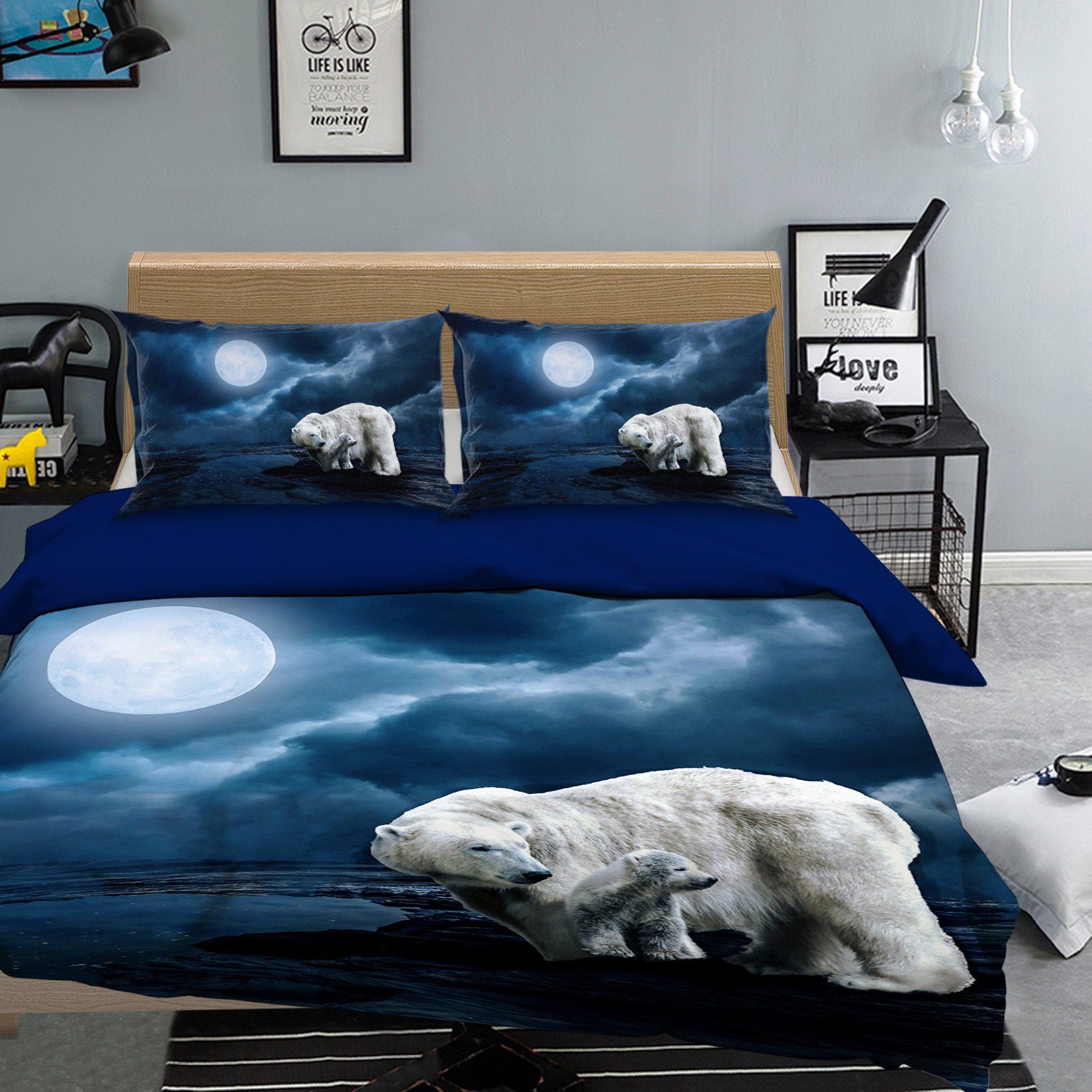 3D Bear 1986 Bed Pillowcases Quilt Quiet Covers AJ Creativity Home 