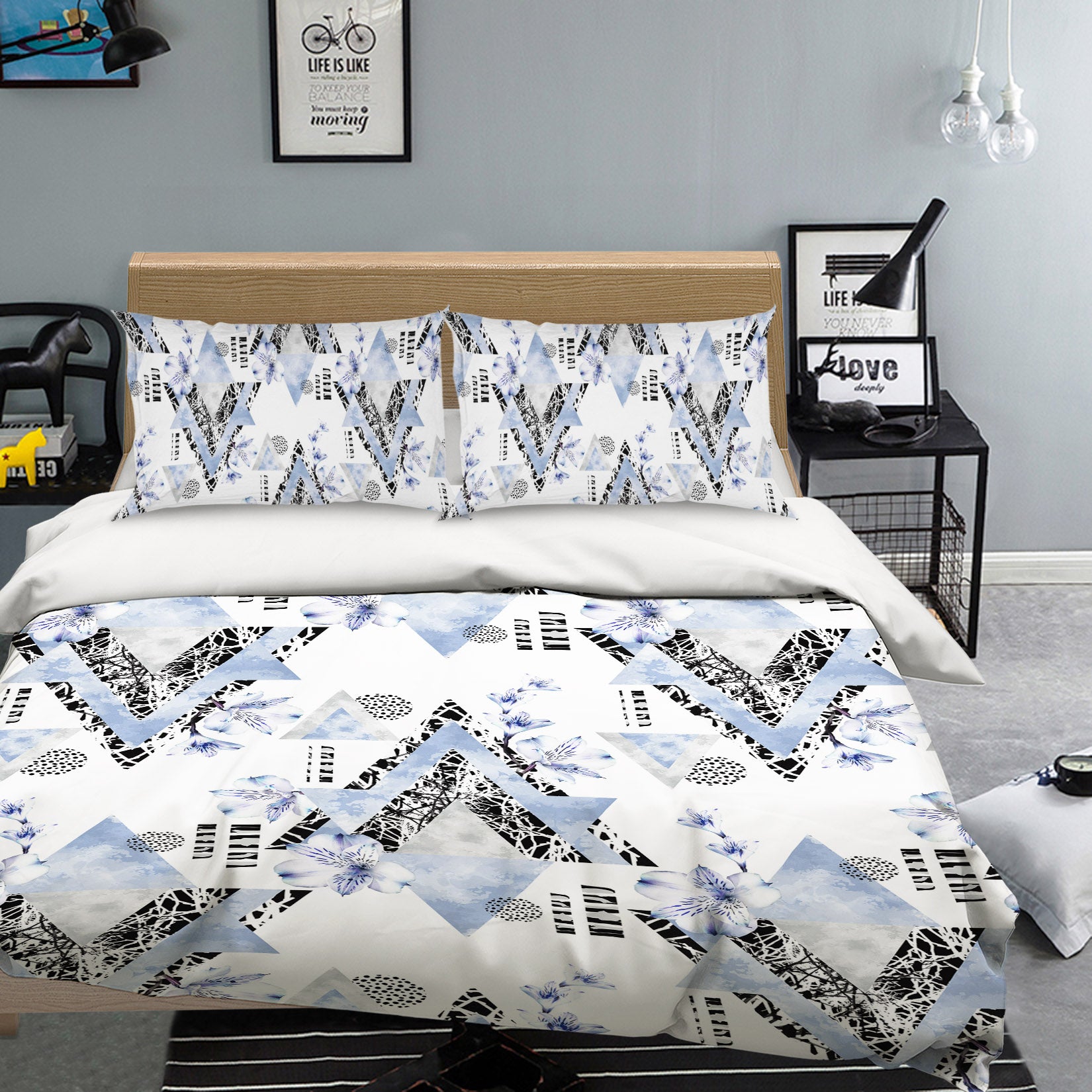 3D Triangle Pattern 15084 Bed Pillowcases Quilt