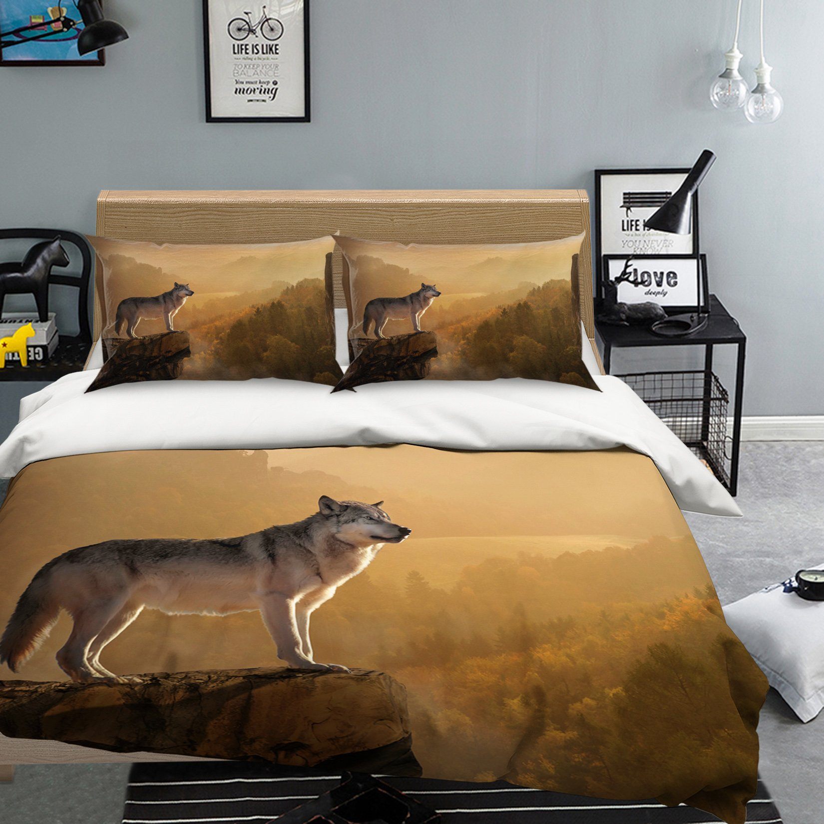 3D Wolf 2012 Bed Pillowcases Quilt Quiet Covers AJ Creativity Home 